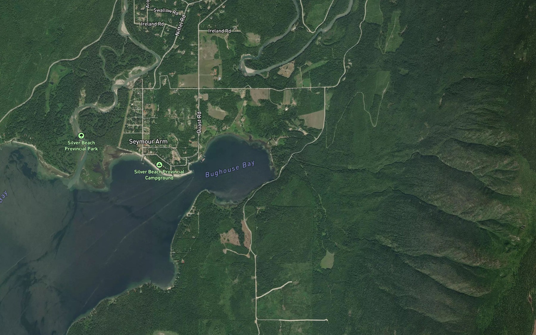 Satellite map of the Bass Creek