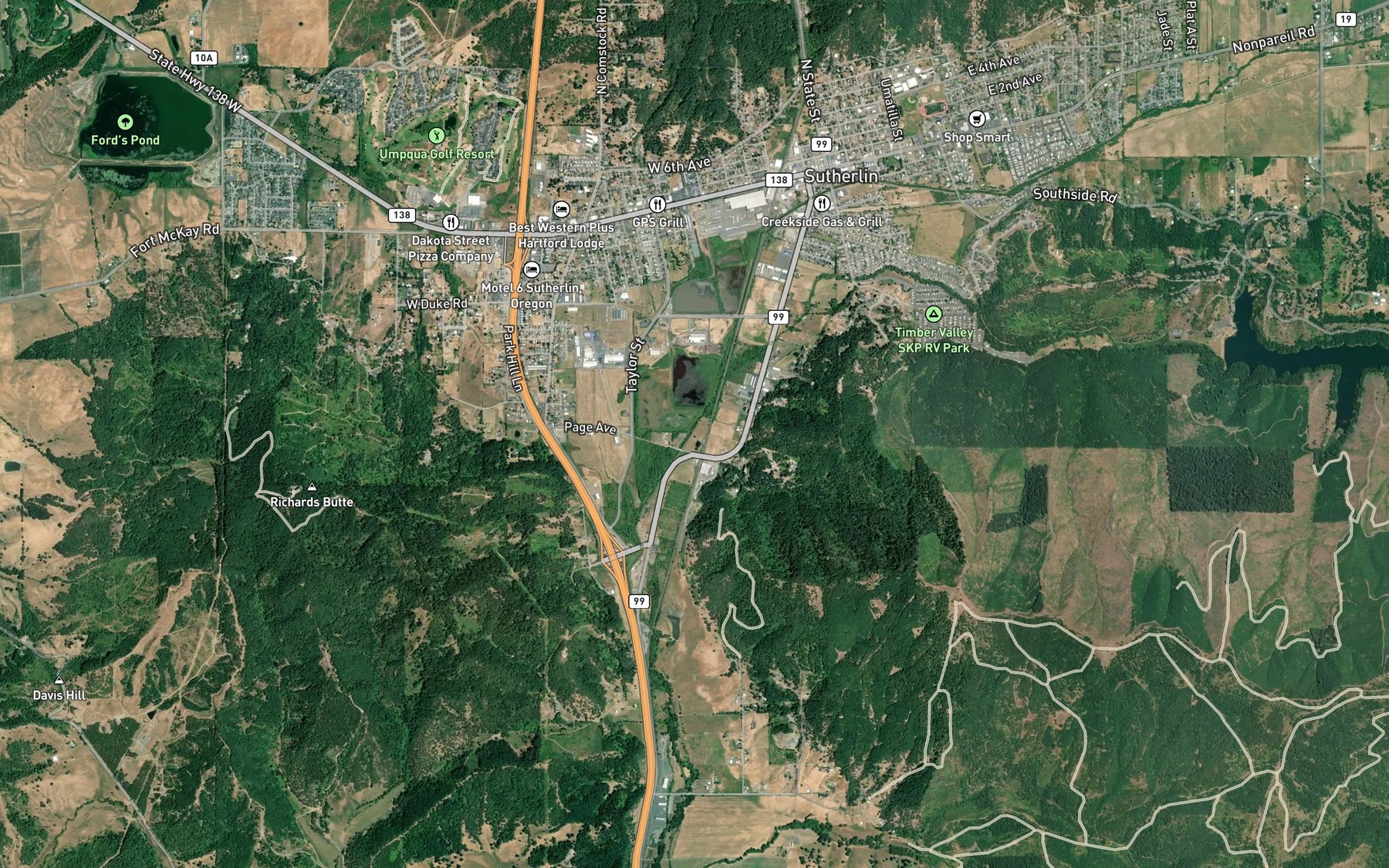 Satellite map of the Cooper Creek