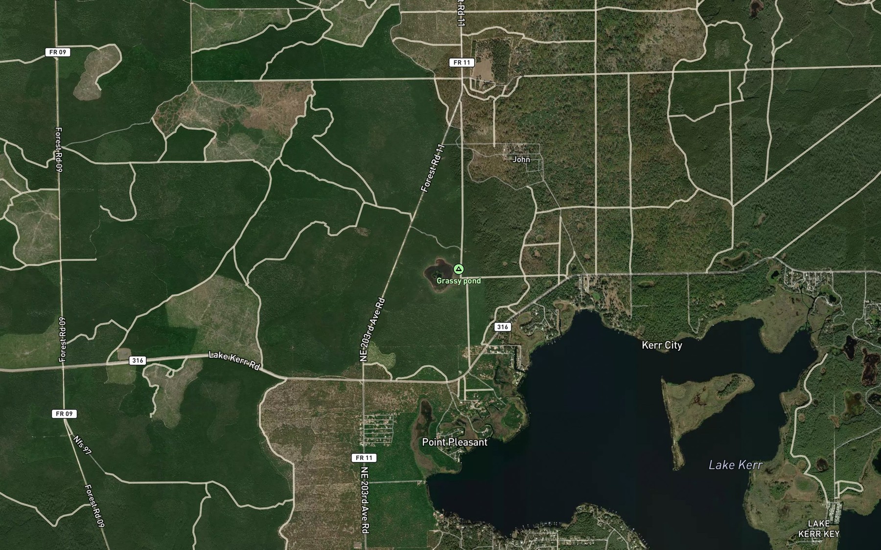 Satellite map of the Prairie Pond
