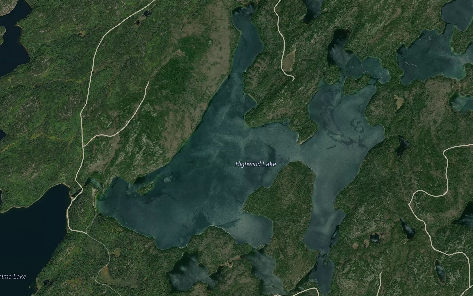 Satellite map of the Highwind Lake