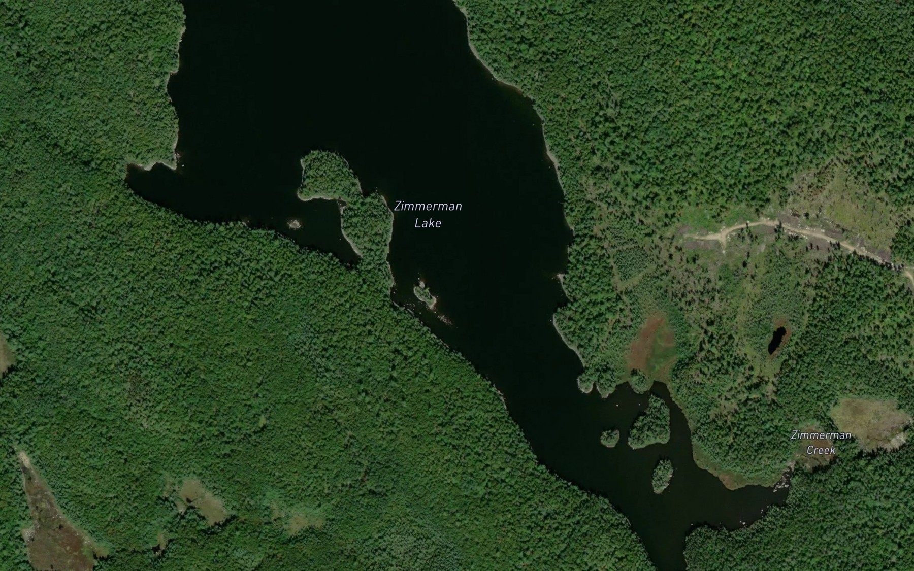 Satellite map of the Zimmerman Lake