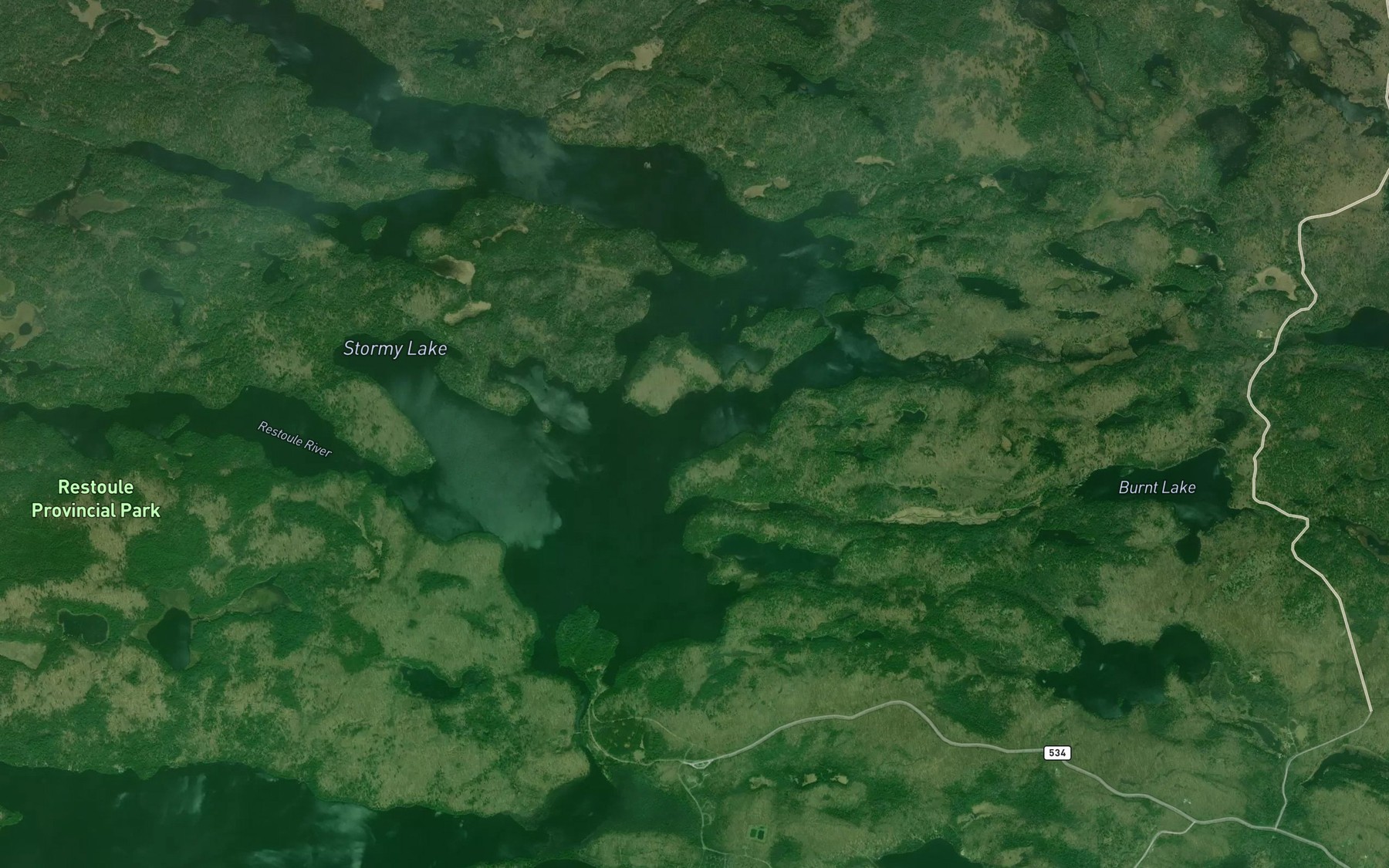 Satellite map of the Burnt Lake Creek