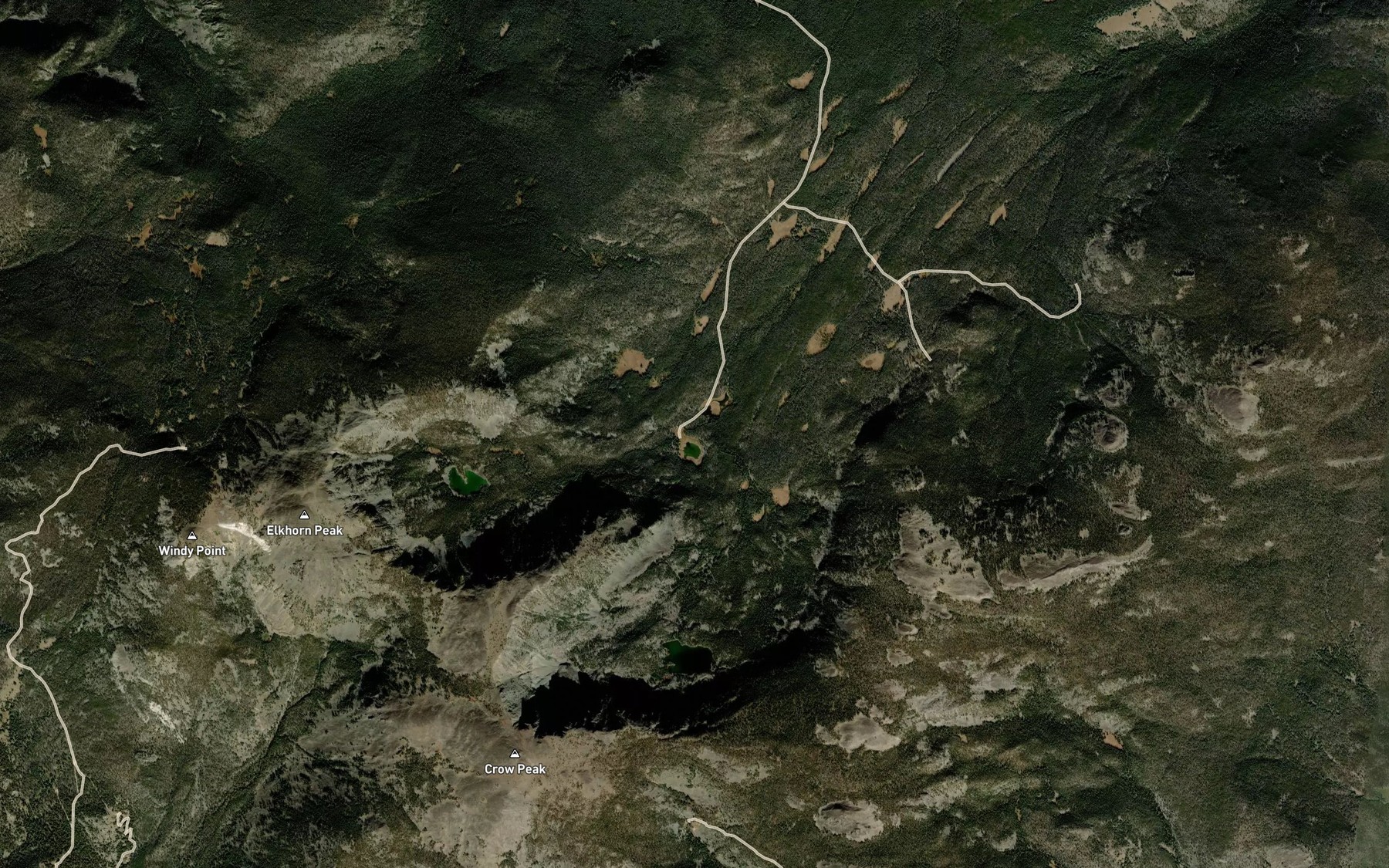 Satellite map of the Tizer Lakes