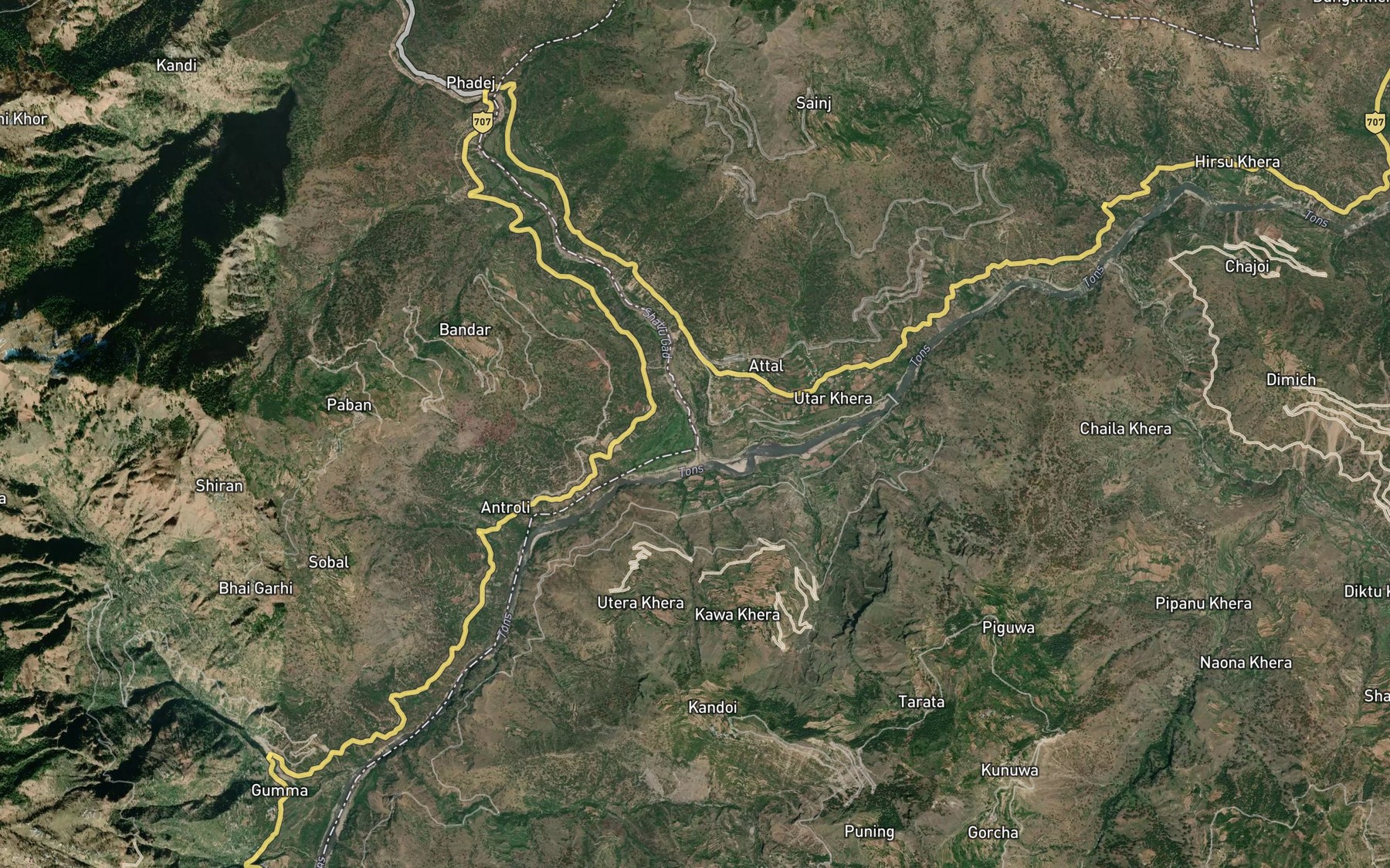 Satellite map of the Shallu Gad