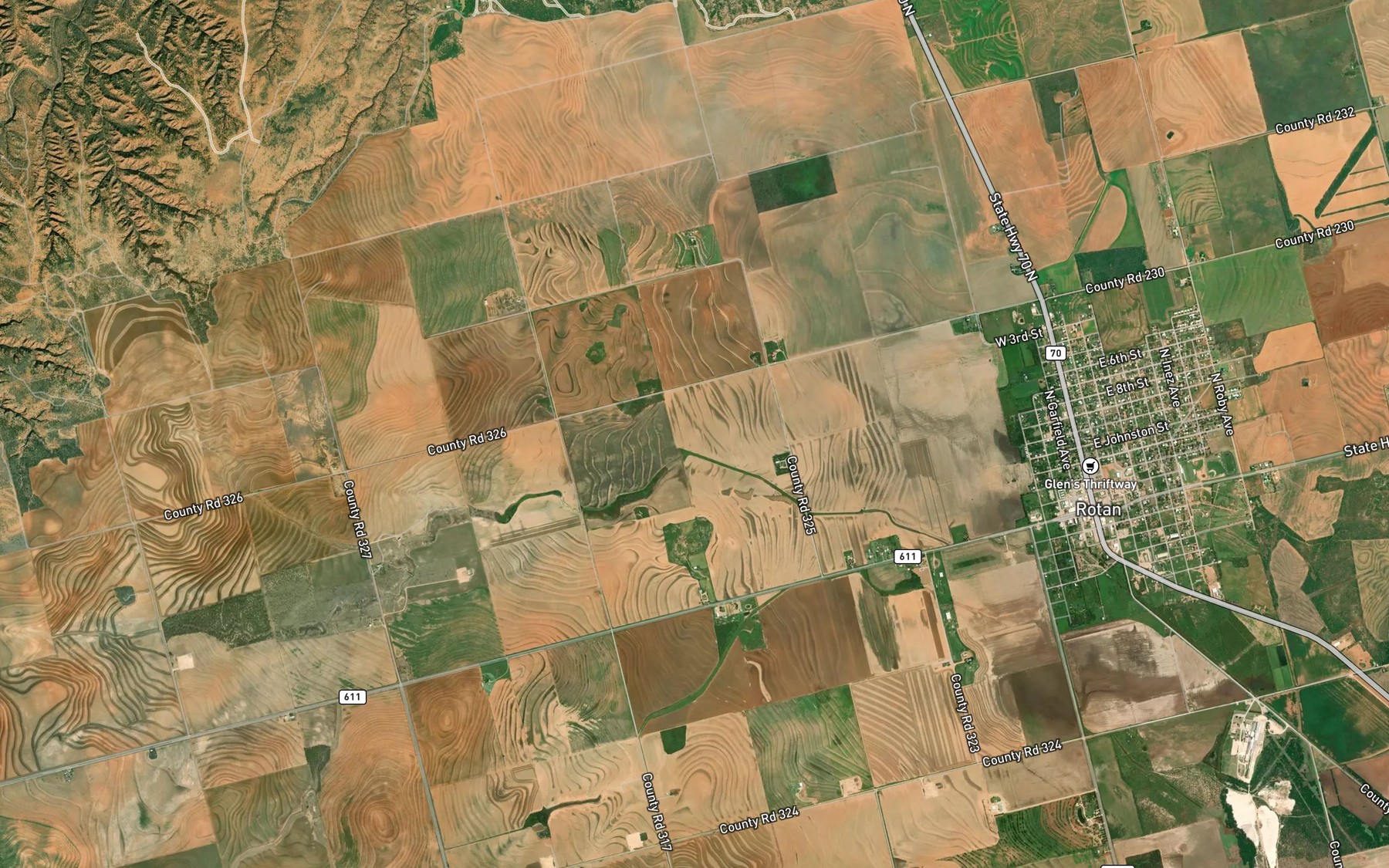 Satellite map of the Hackberry Creek