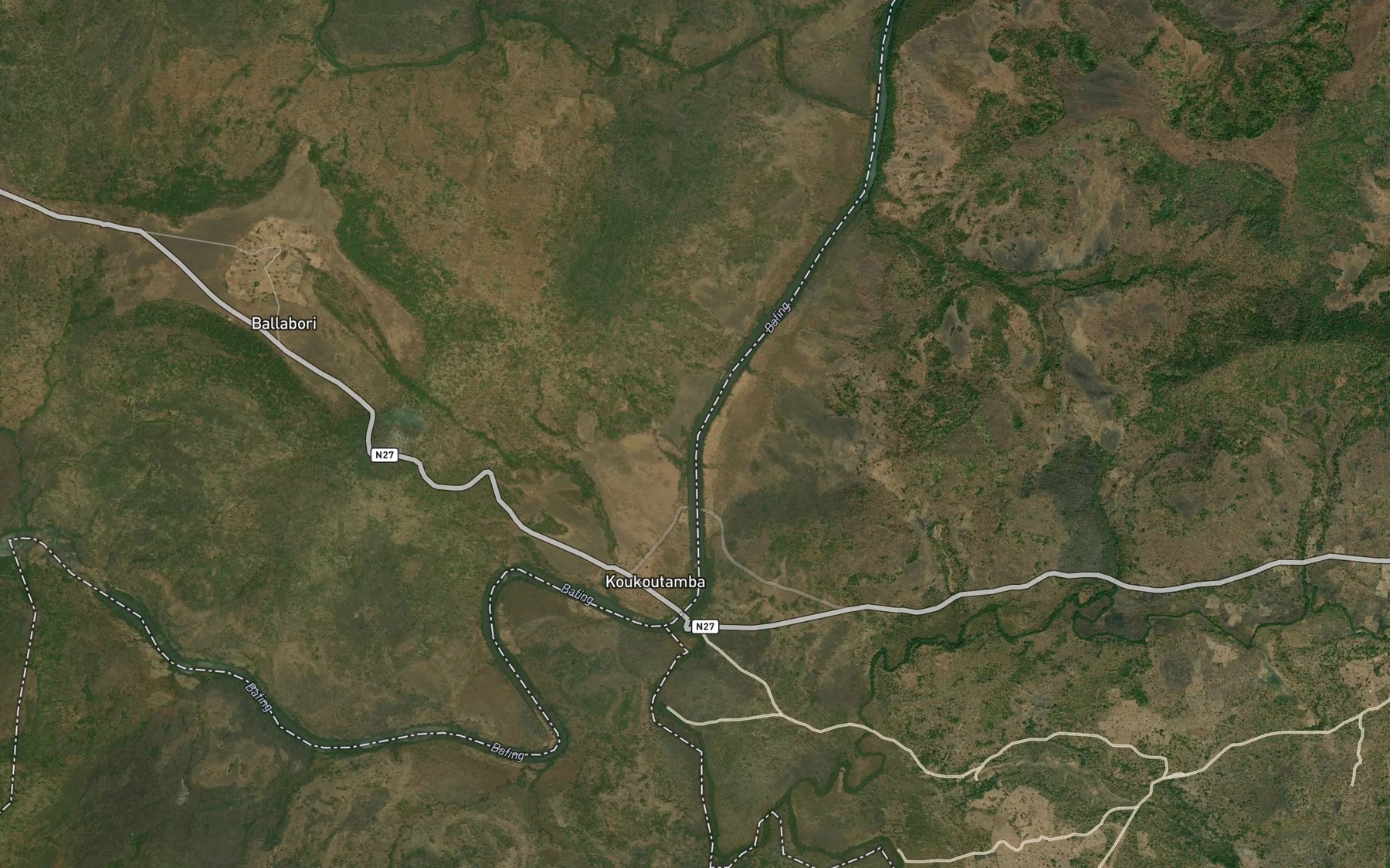 Satellite map of the Bafing River