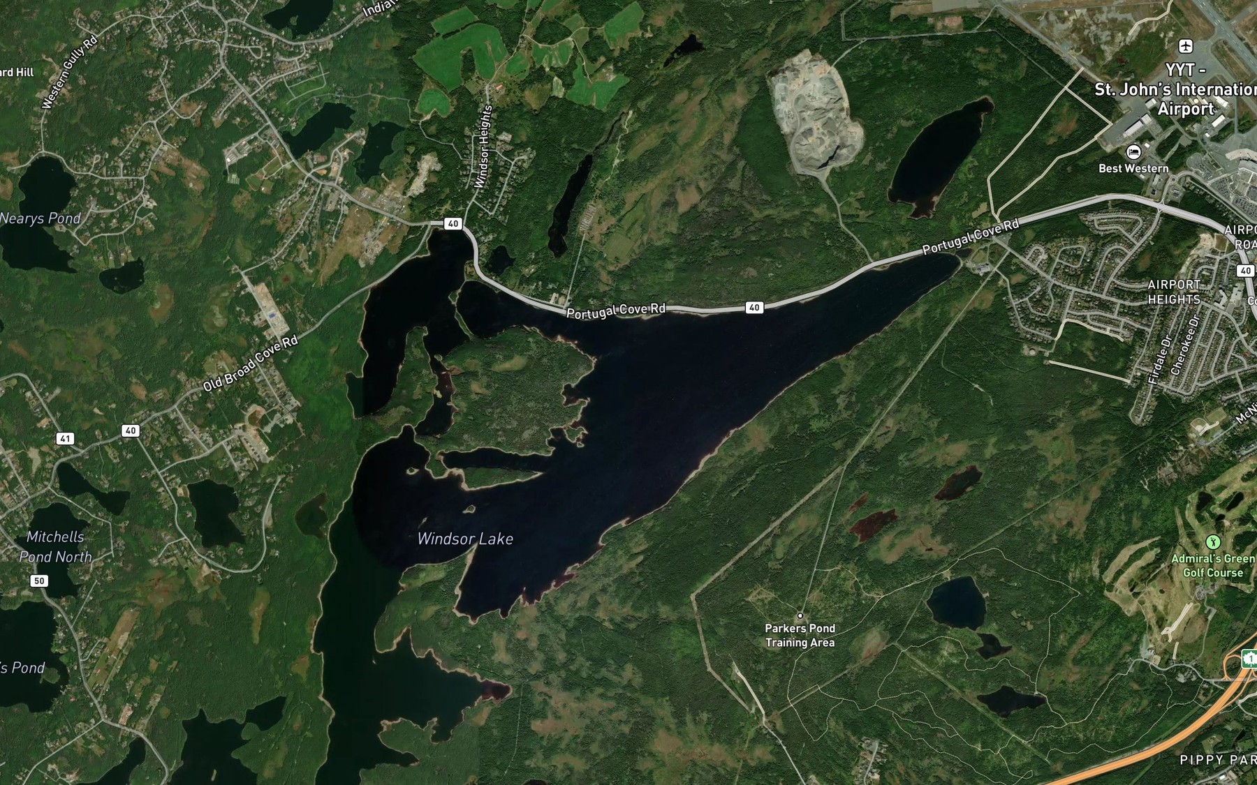 Satellite map of the Gladneys Arm