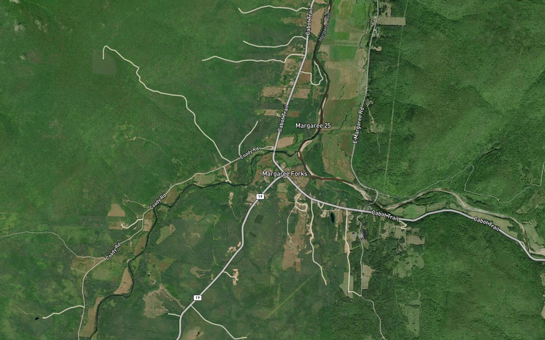 Satellite map of the William Donalds Brook
