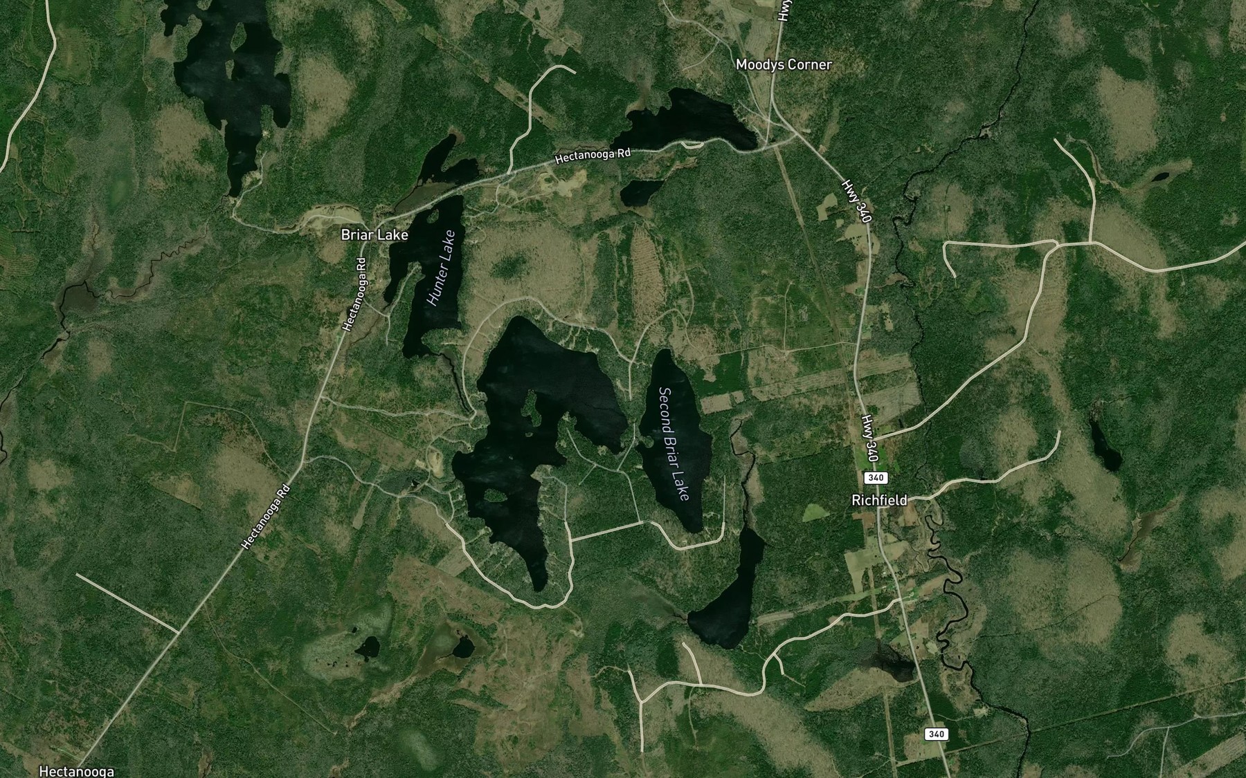Satellite map of the Briar Lakes