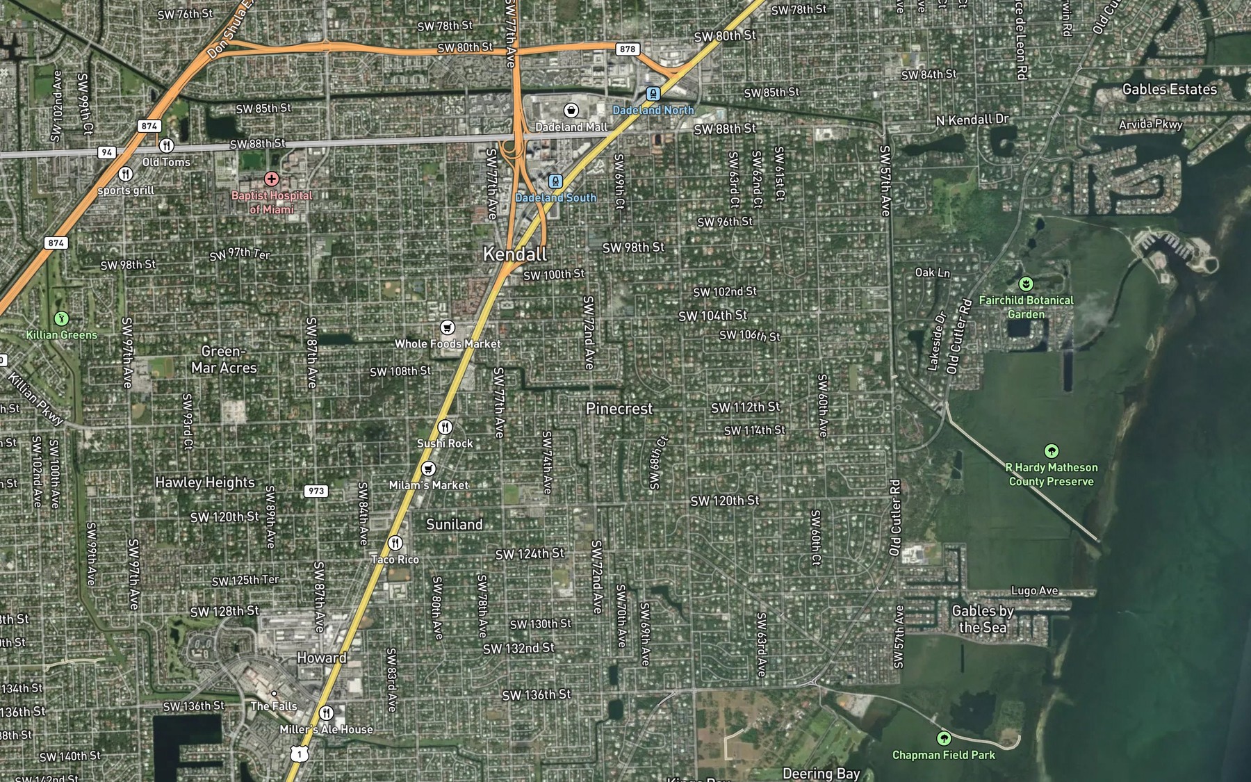 Satellite map of the Cutler Drain Canal Number C-100 A
