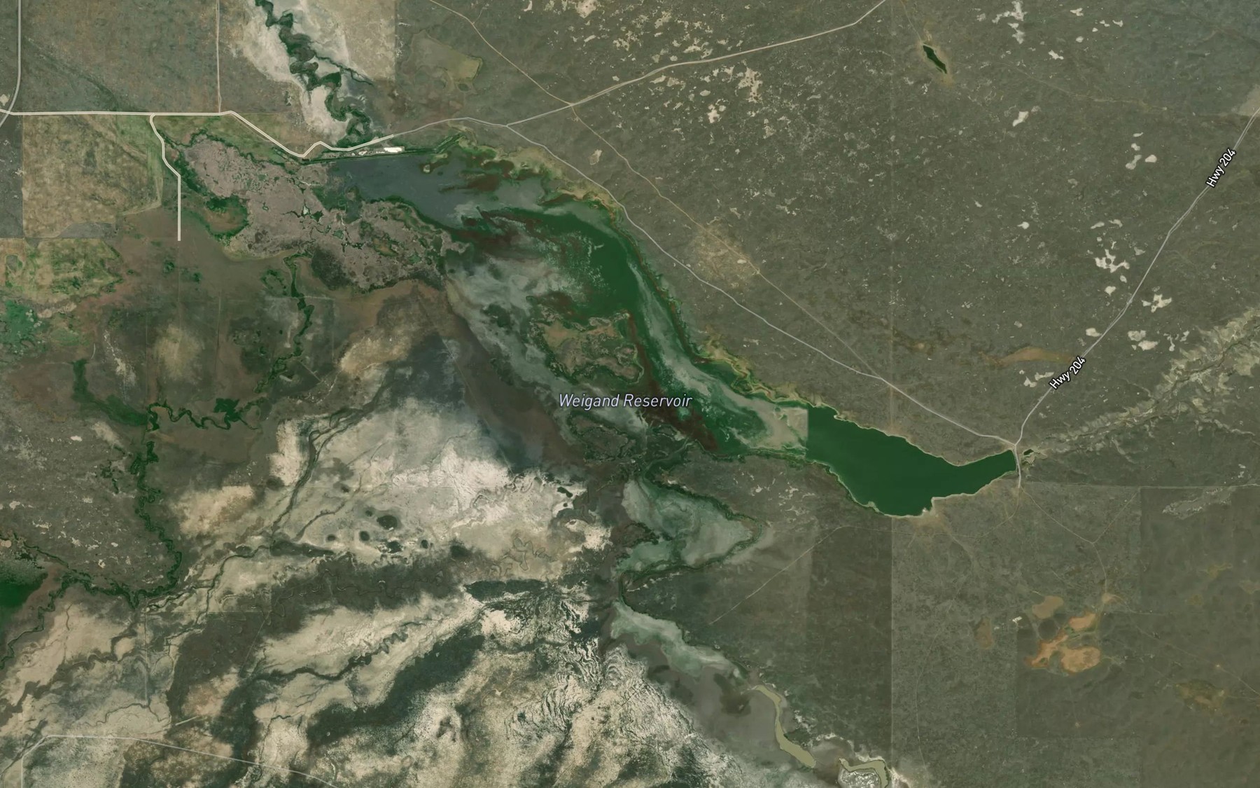 Satellite map of the Weigand Reservoir