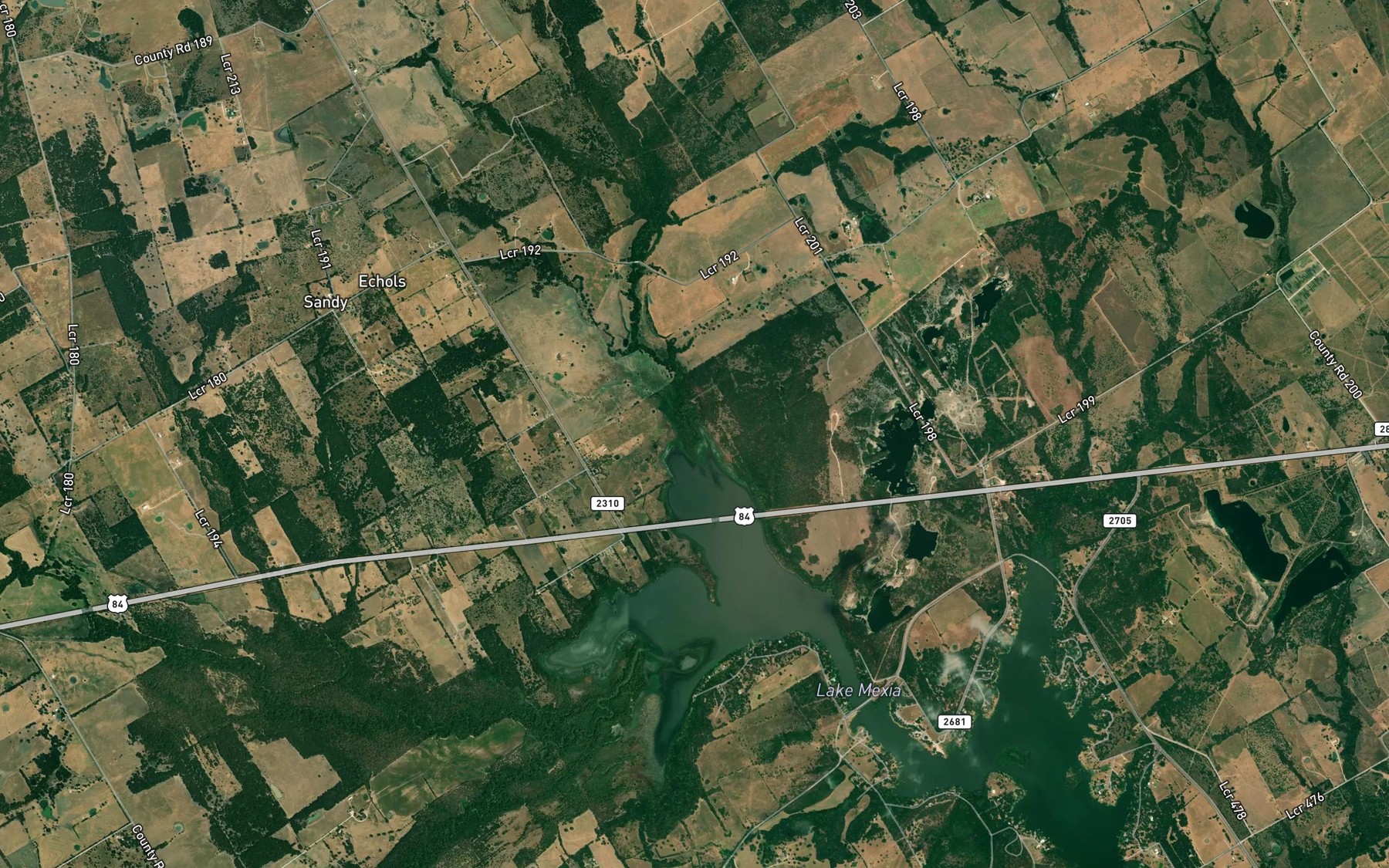 Satellite map of the Sandy Creek