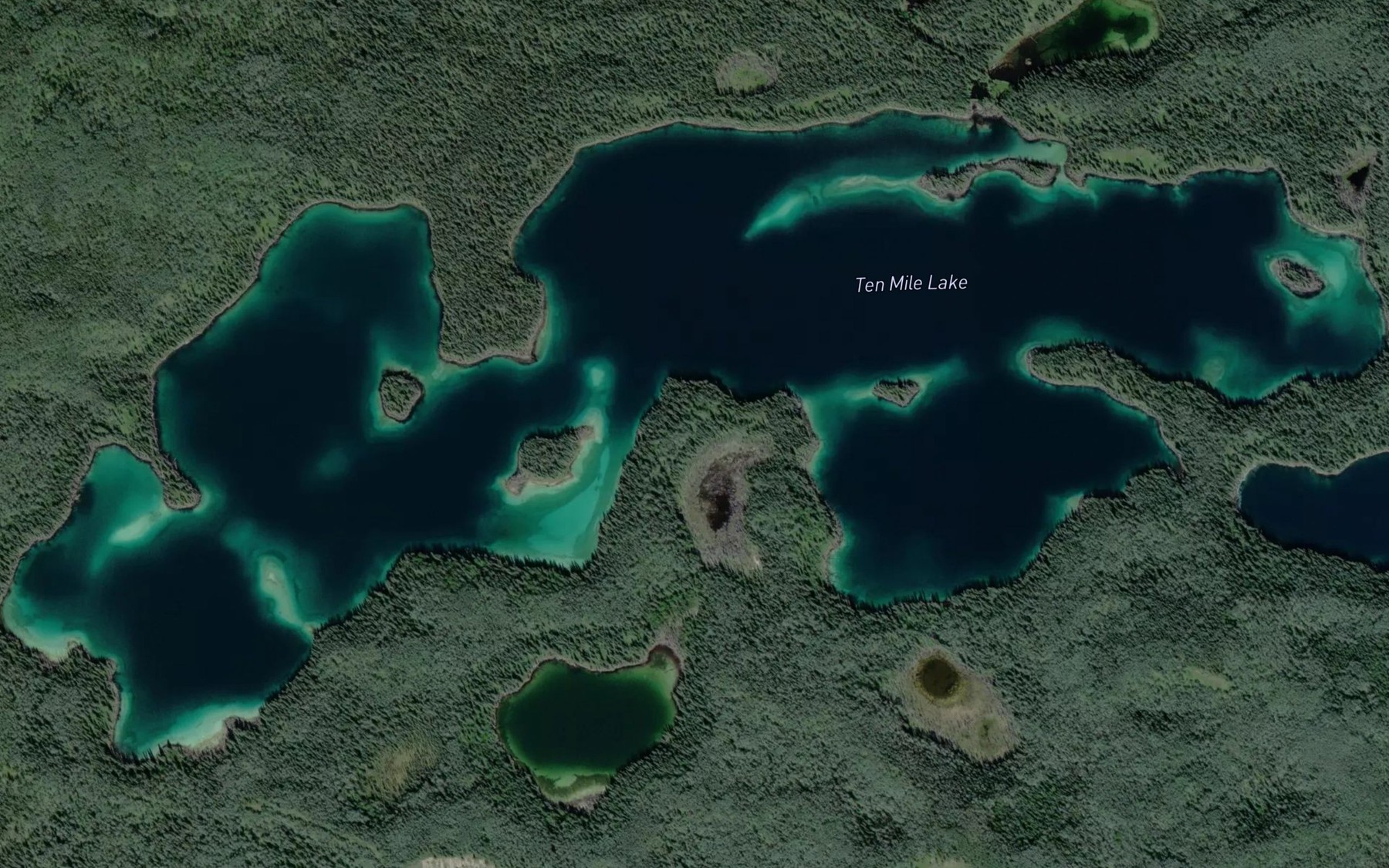 Satellite map of the Ten Mile Lake