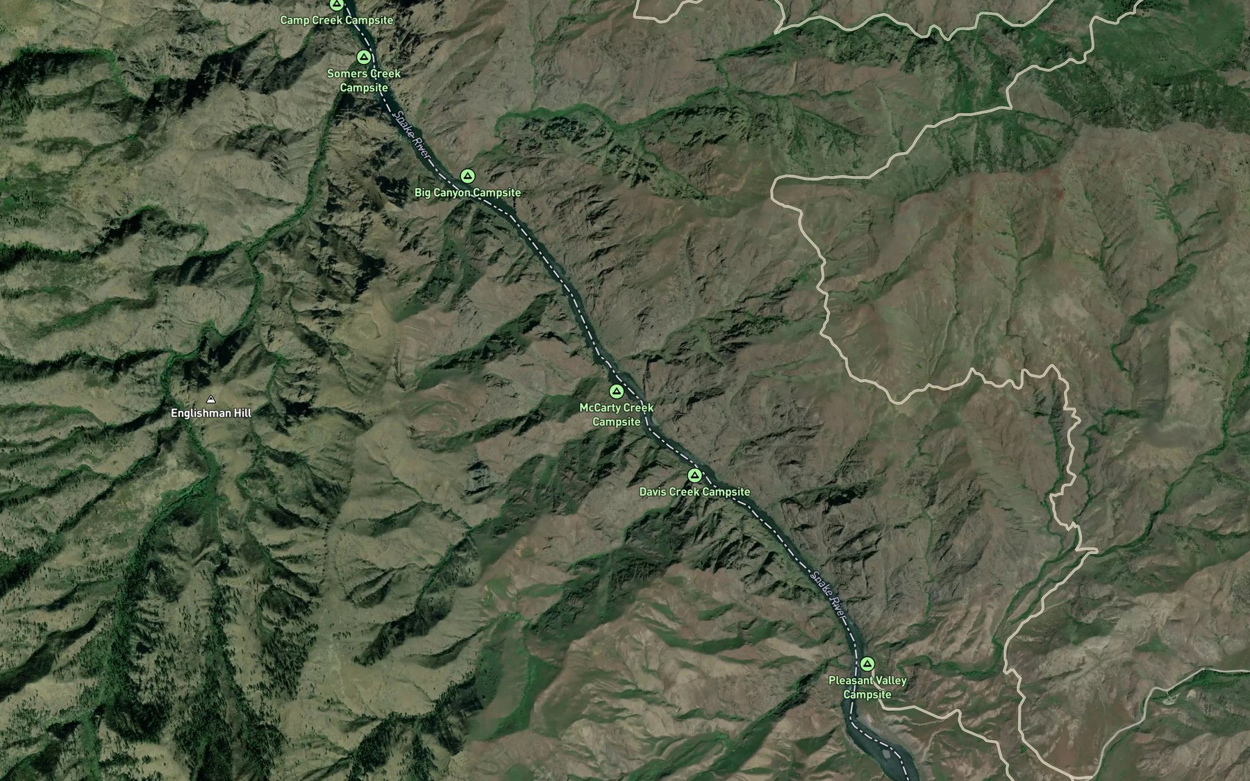 Satellite map of the McCarty Creek