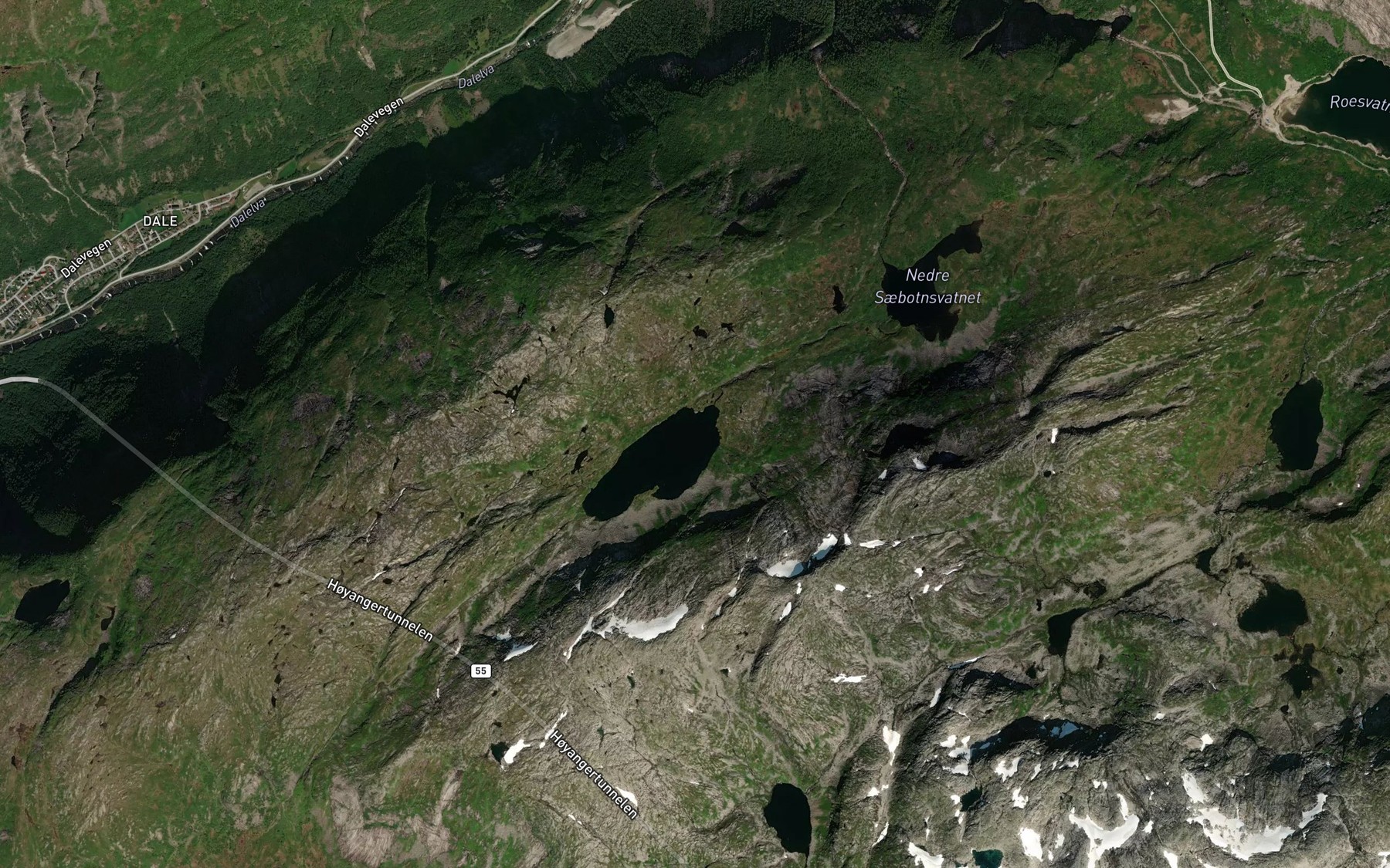 Satellite map of the Saebotnsvatnet,ovre