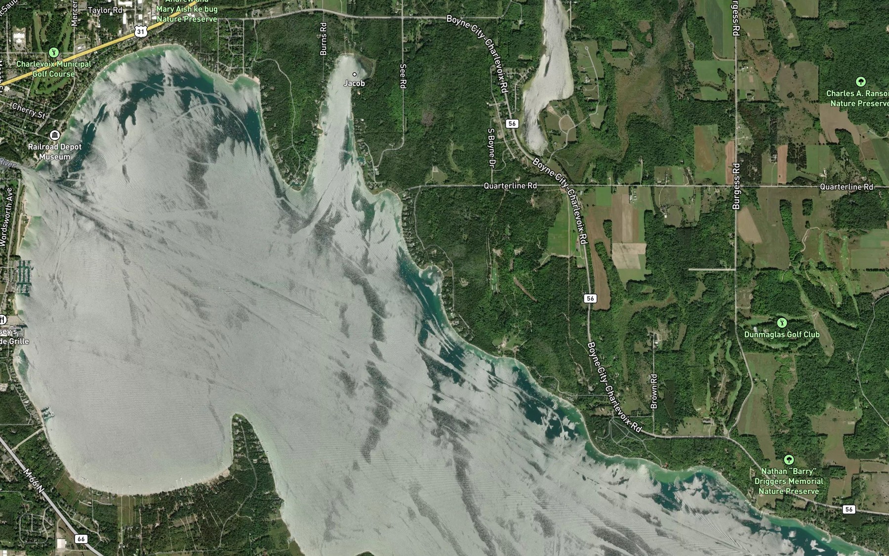 Satellite map of the Woods Creek