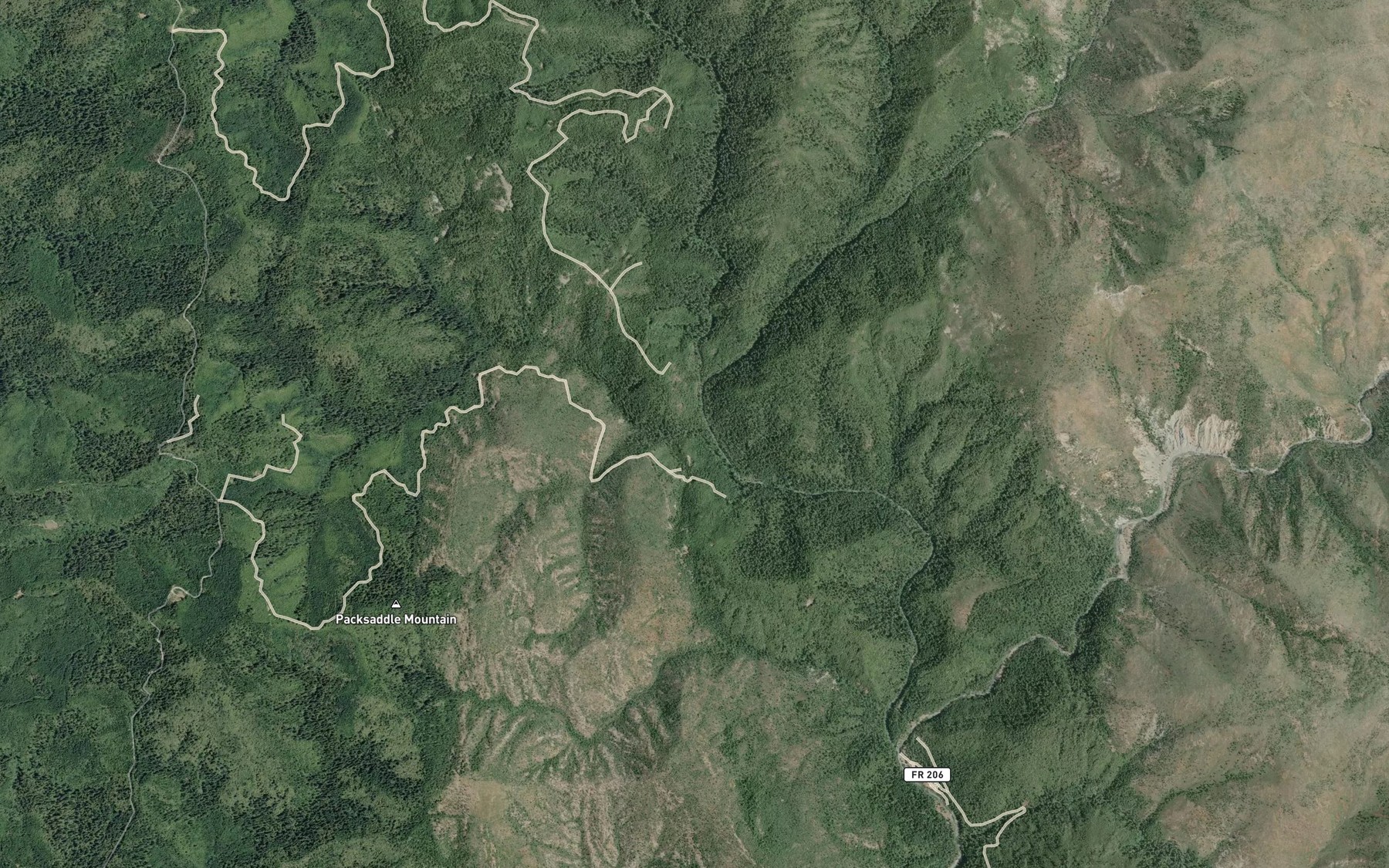Satellite map of the Hardtack Creek