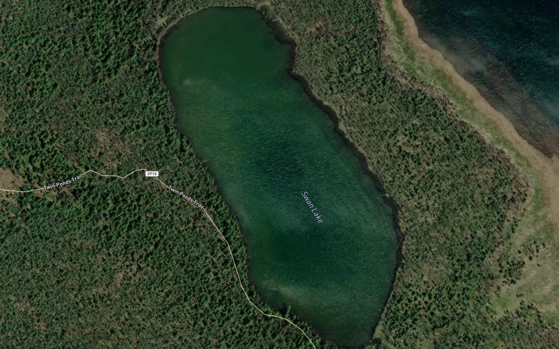 Satellite map of the Swan Lake