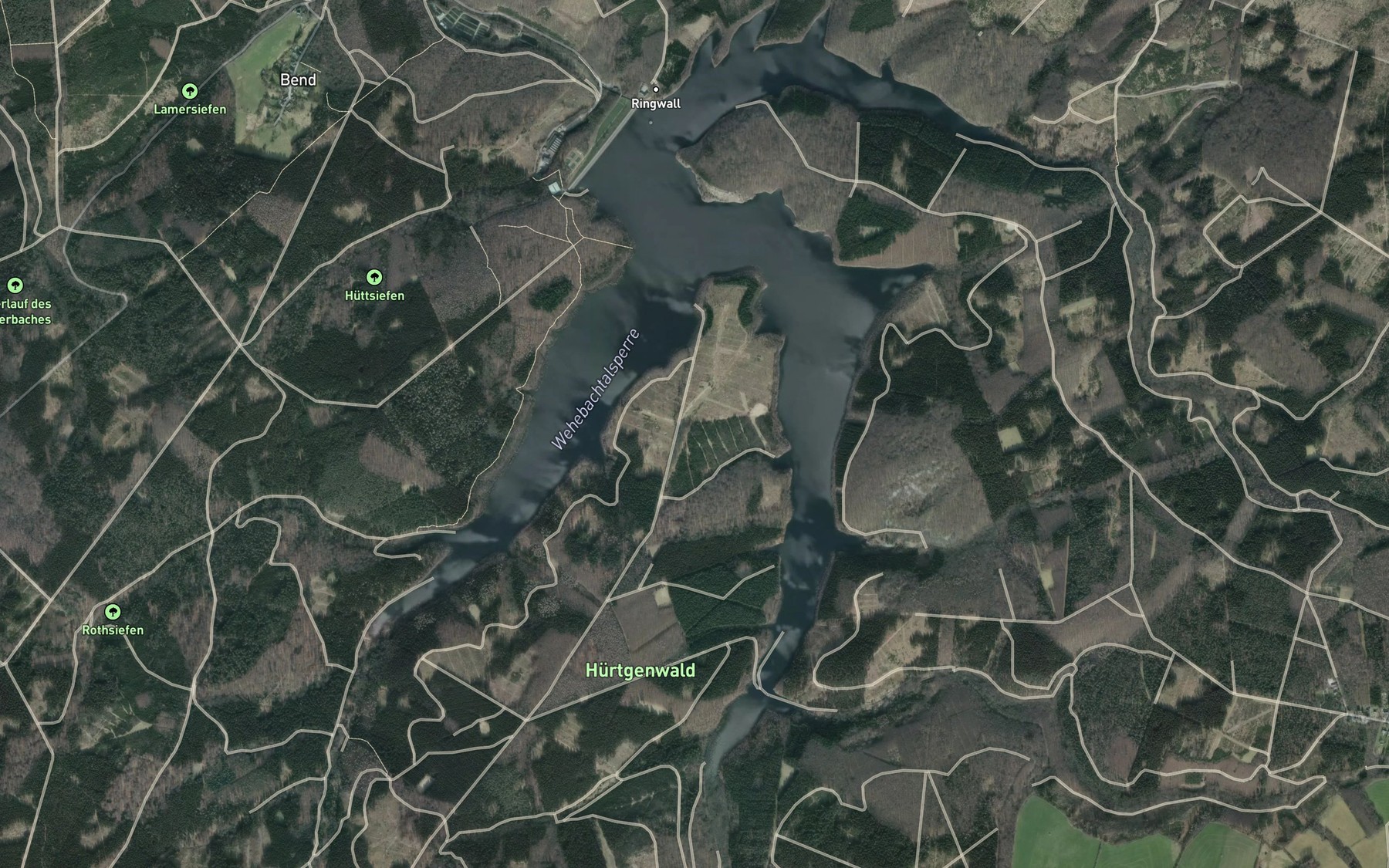 Satellite map of the Wehebachtalsperre