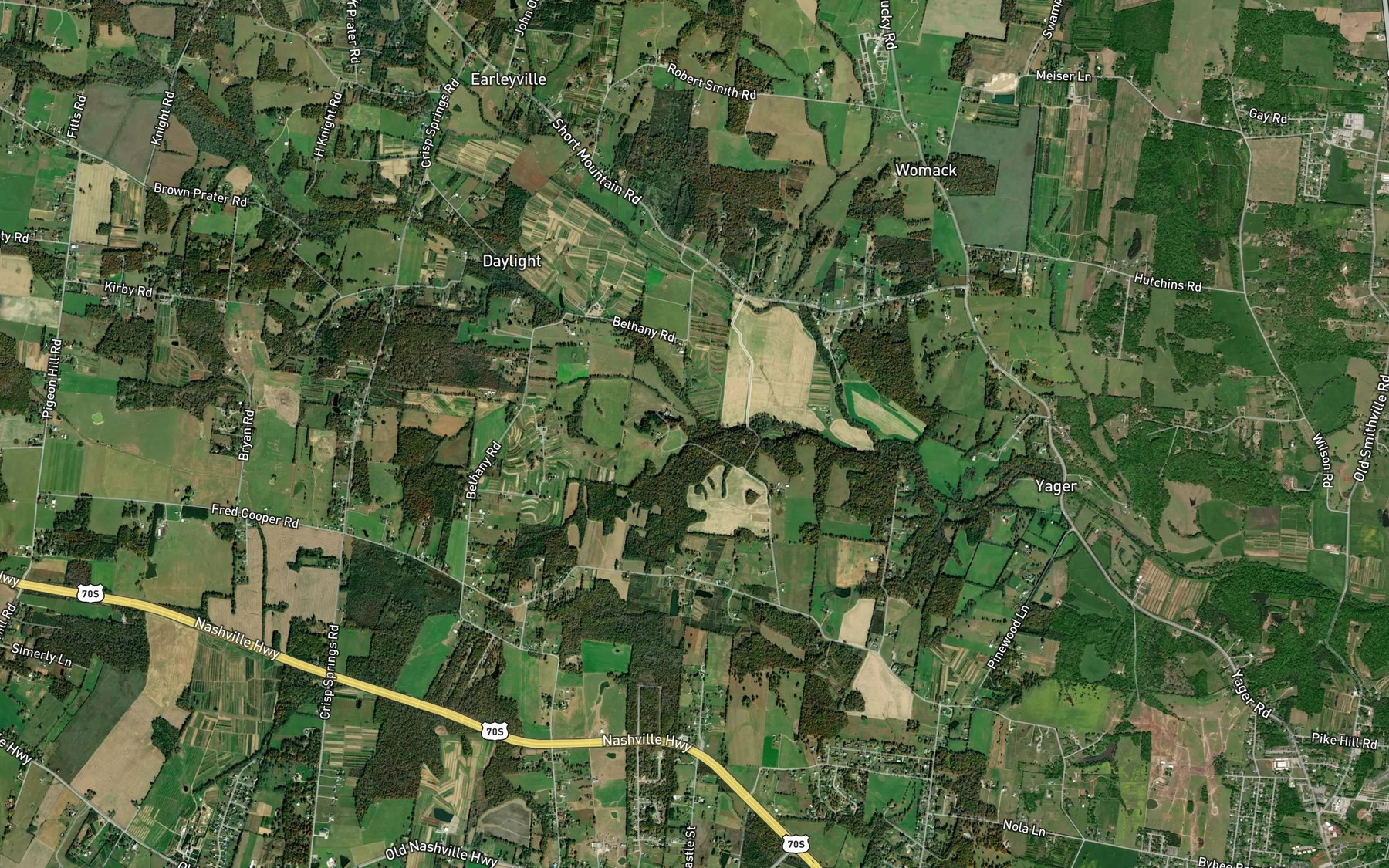 Satellite map of the Spurlock Branch