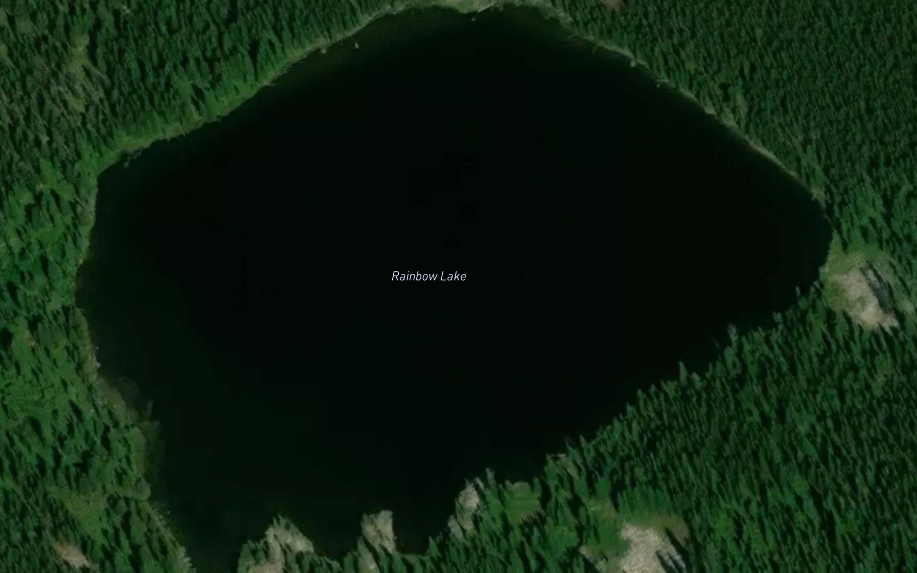 Satellite map of the Rainbow Lake