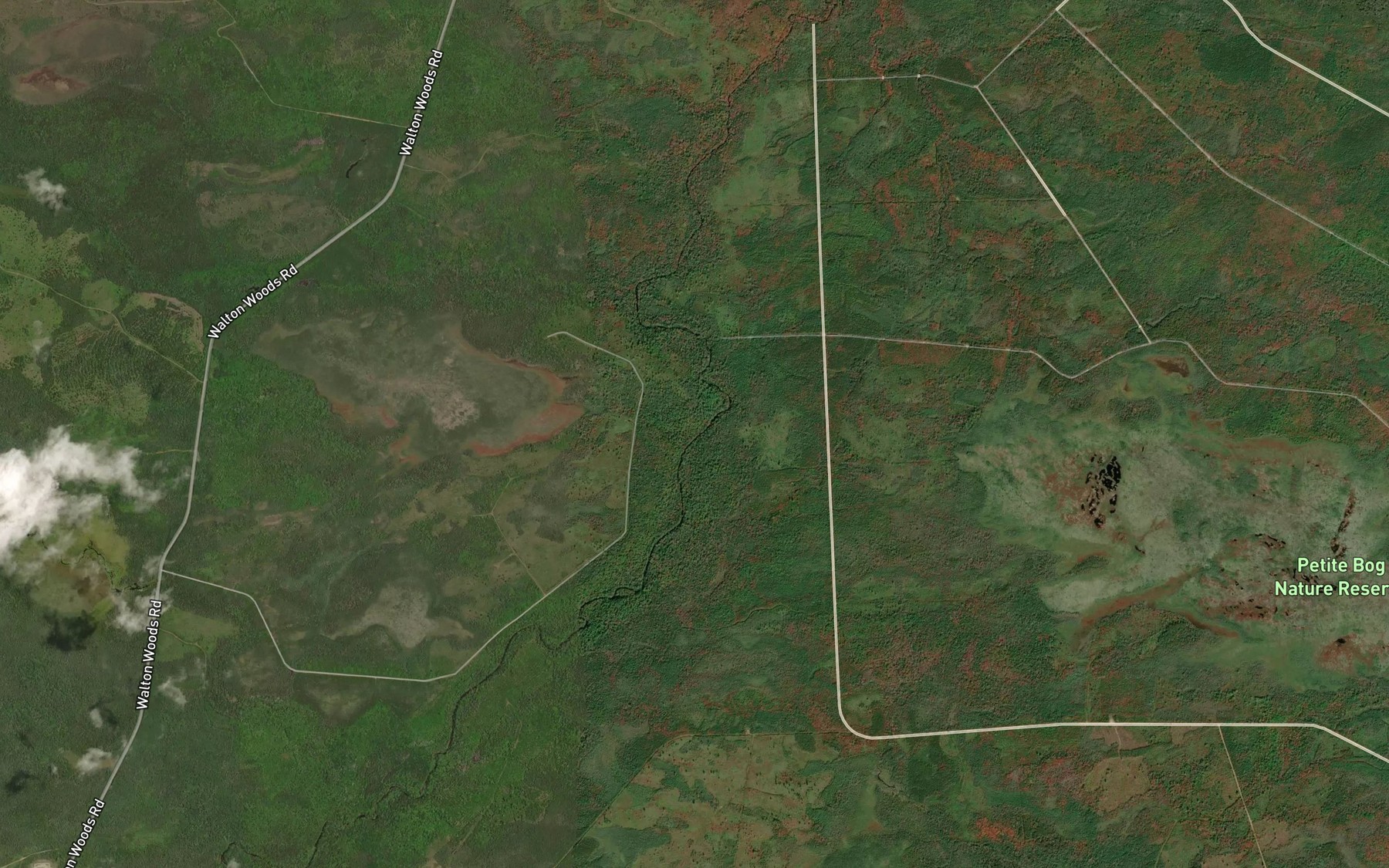 Satellite map of the White Horse Brook