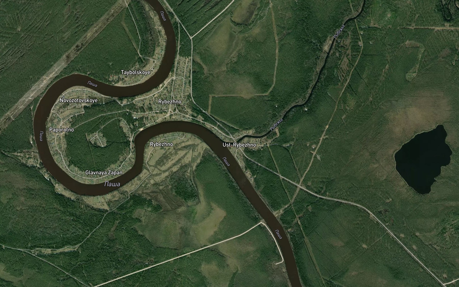 Satellite map of the Rybezhka