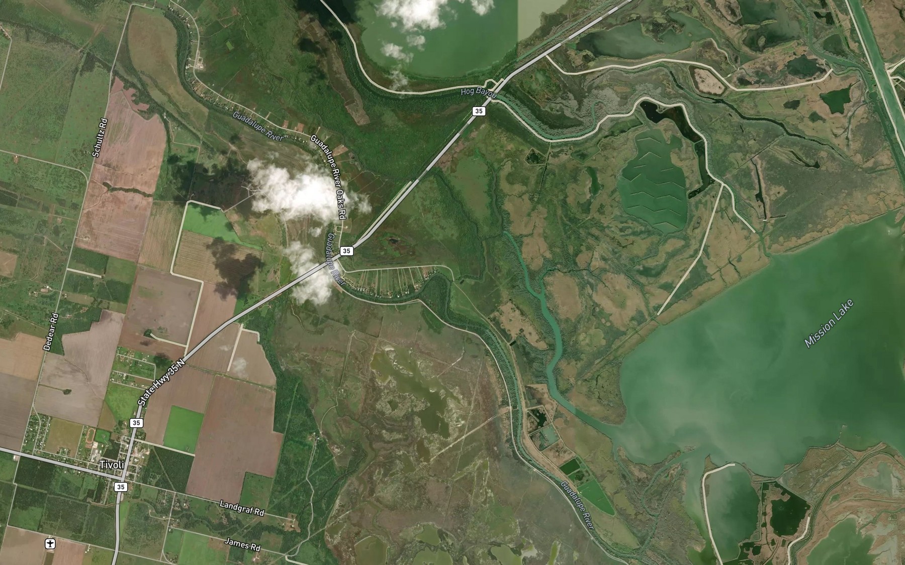 Satellite map of the Swimming Pen Slough