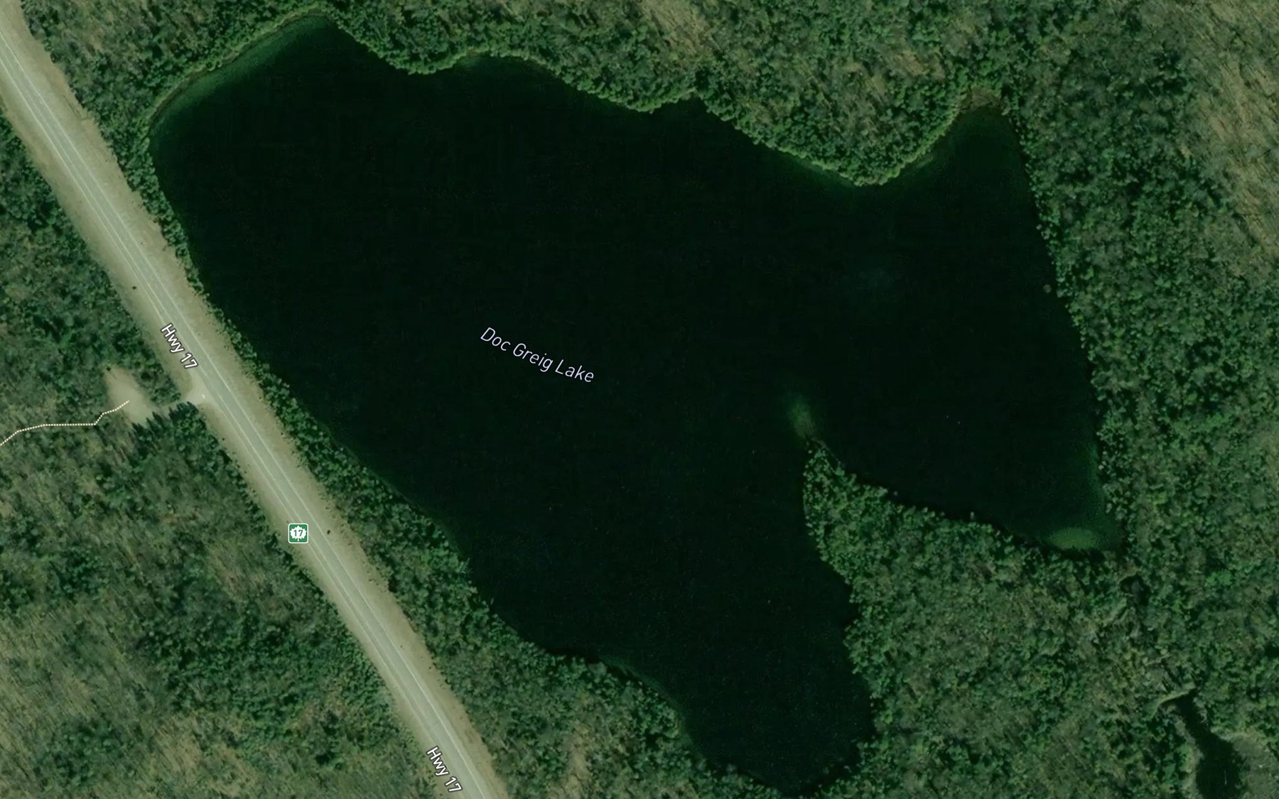 Satellite map of the Doc Greig Lake
