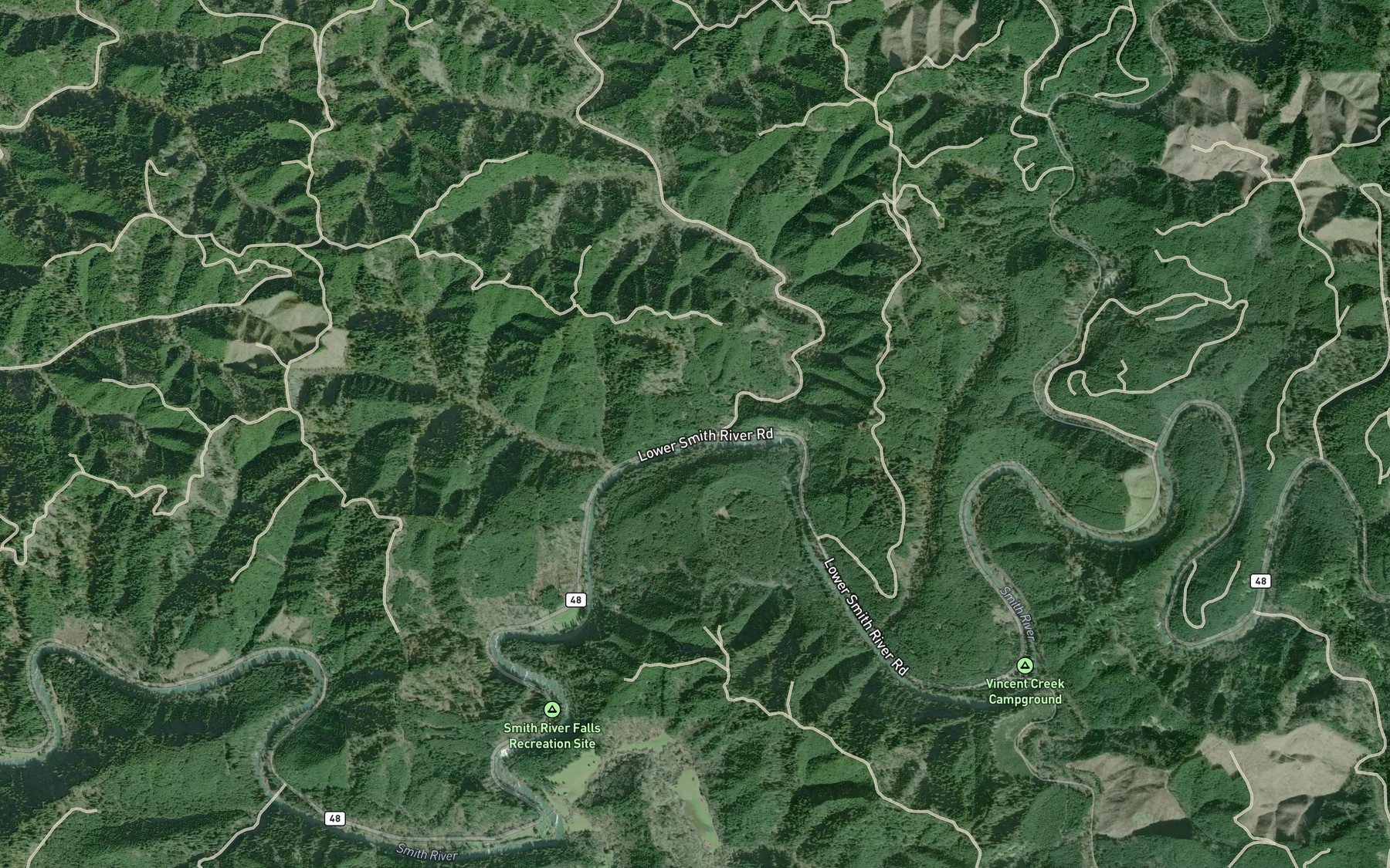 Satellite map of the Johnson Creek