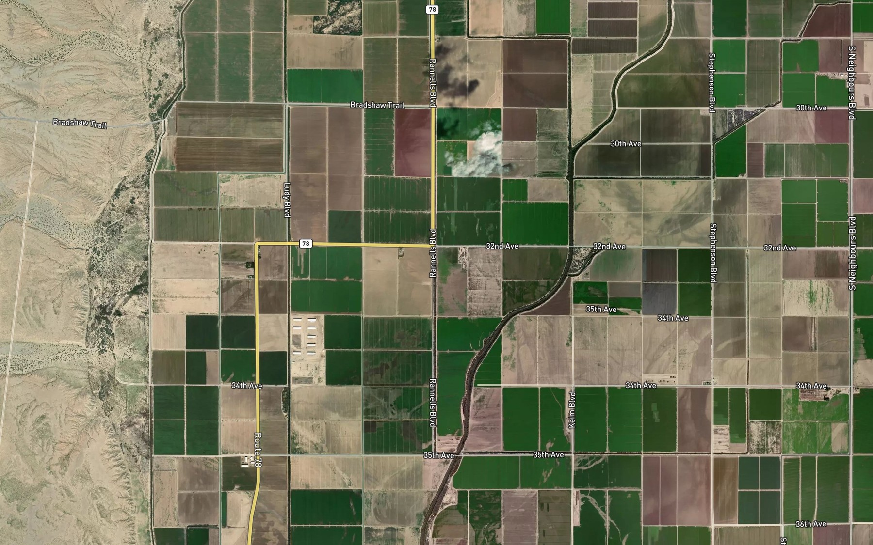 Satellite map of the Estes Drain