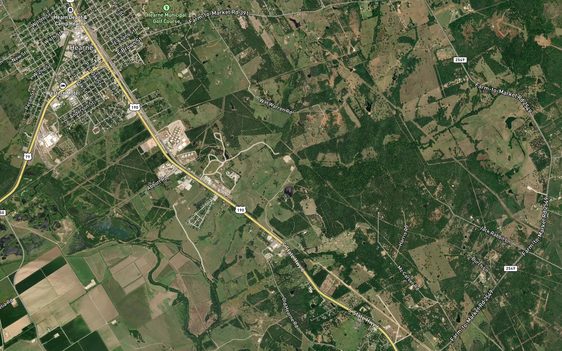 Satellite map of the Suggs Branch