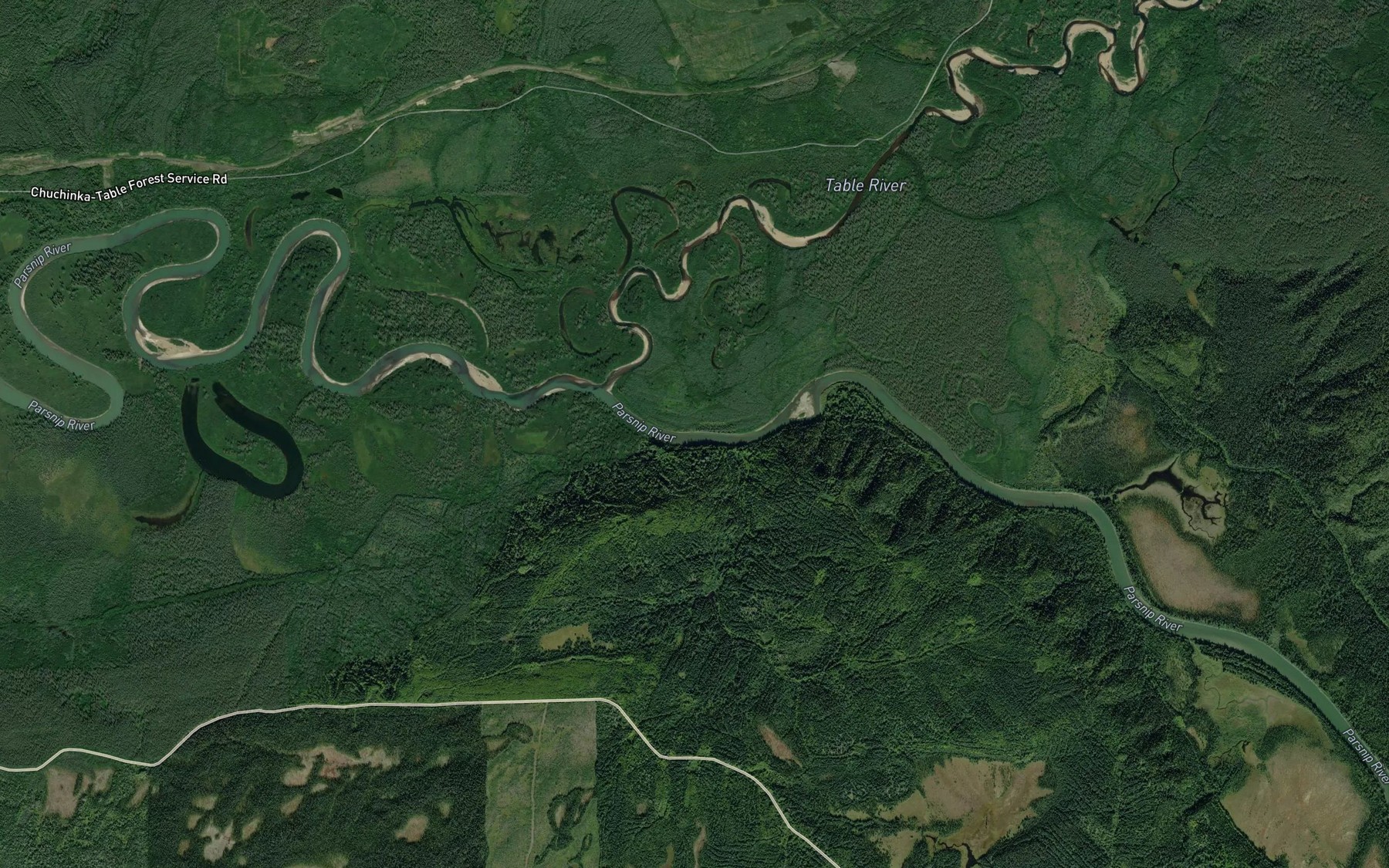 Satellite map of the Table River