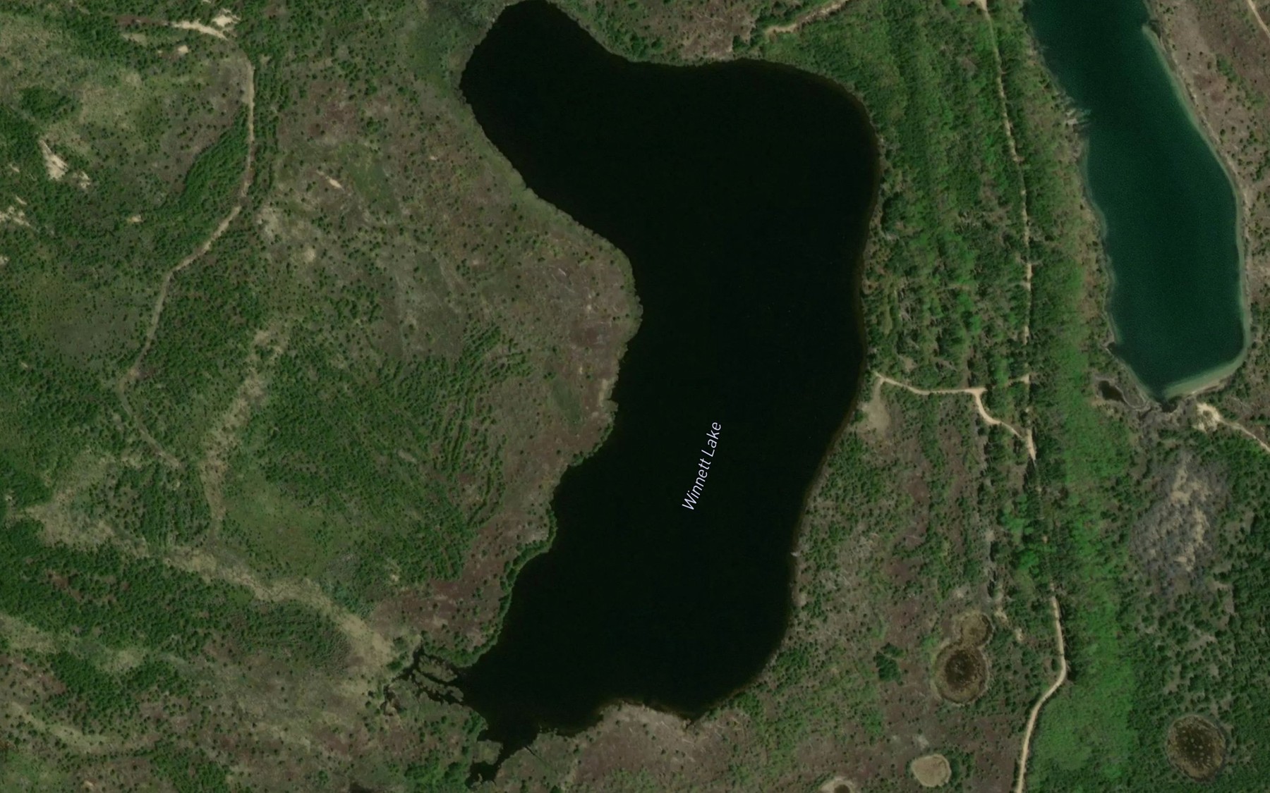 Satellite map of the Winnett Lake