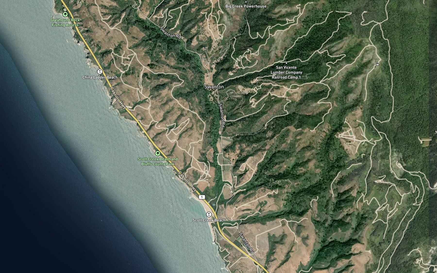 Satellite map of the Archibald Creek