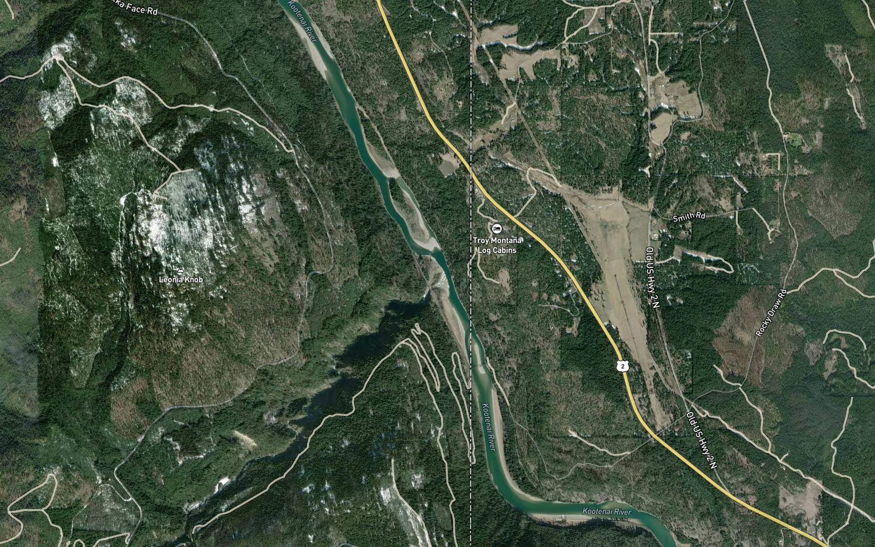 Satellite map of the Boulder Creek