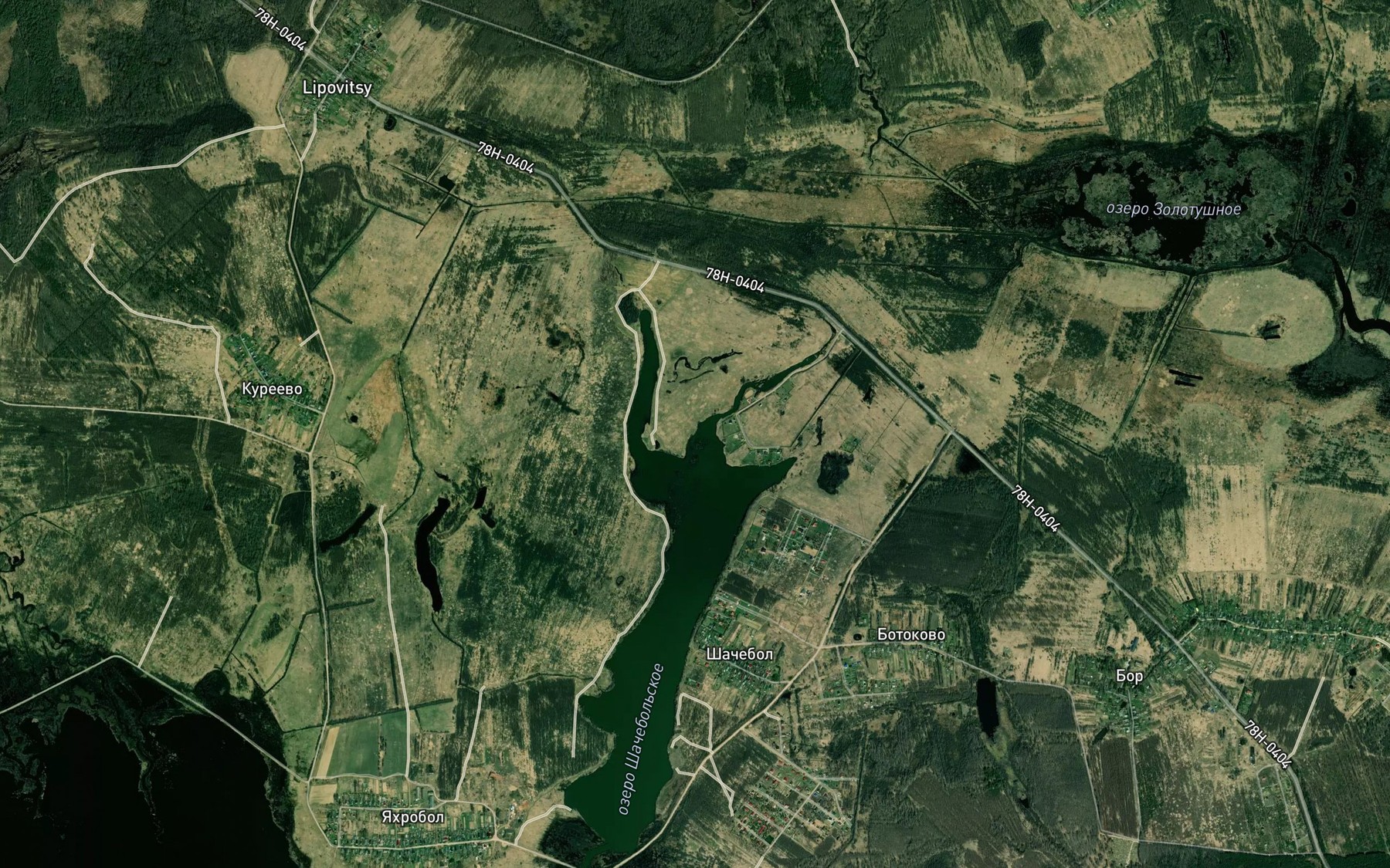 Satellite map of the Ozero Shachebolka