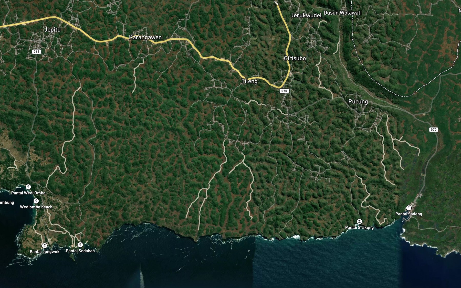 Satellite map of the Telaga Nanas
