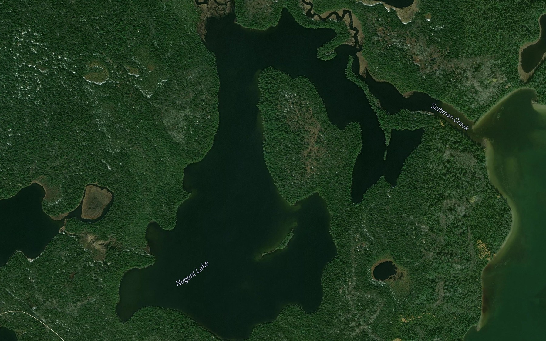 Satellite map of the Nugent Lake