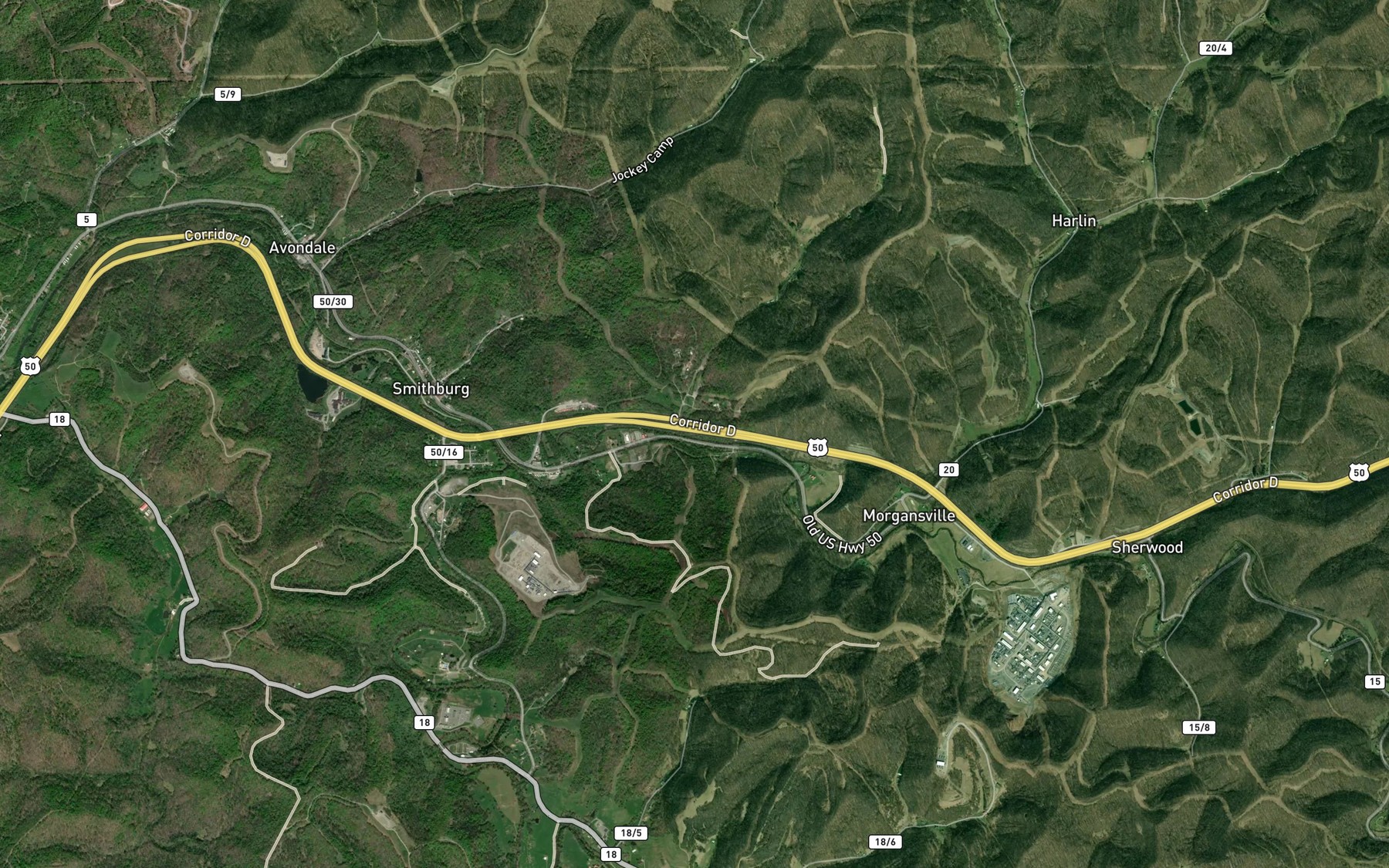 Satellite map of the Englands Run