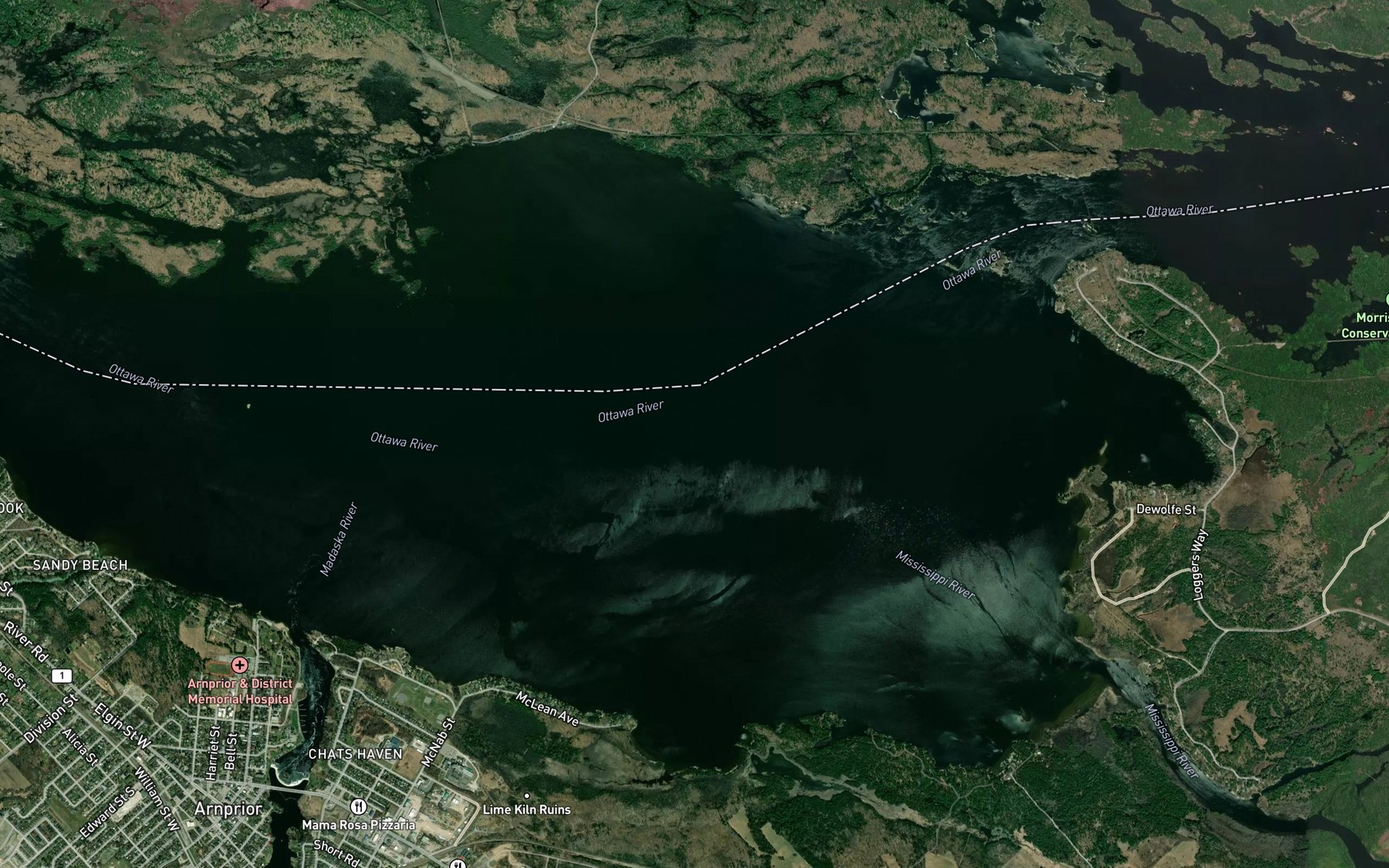 Satellite map of the Goodwins Bay