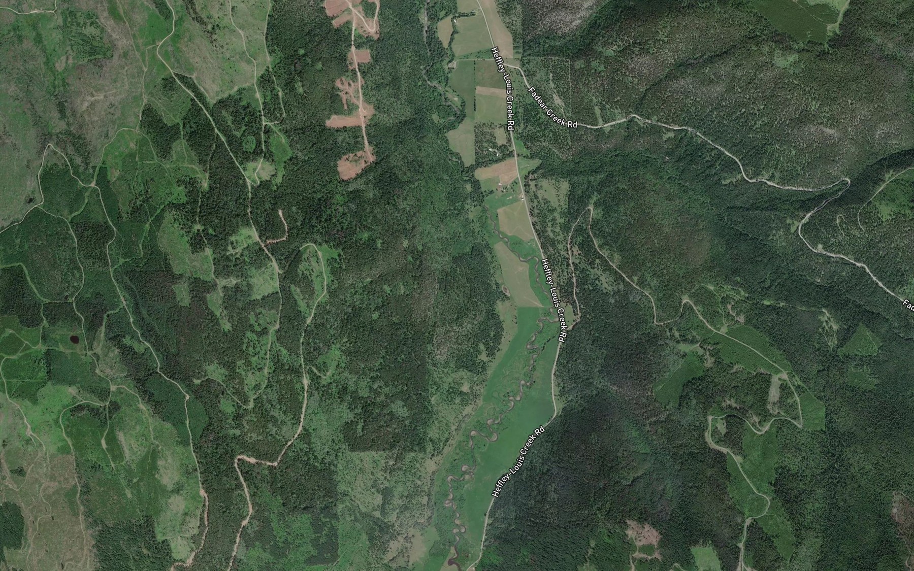 Satellite map of the Fadear Creek