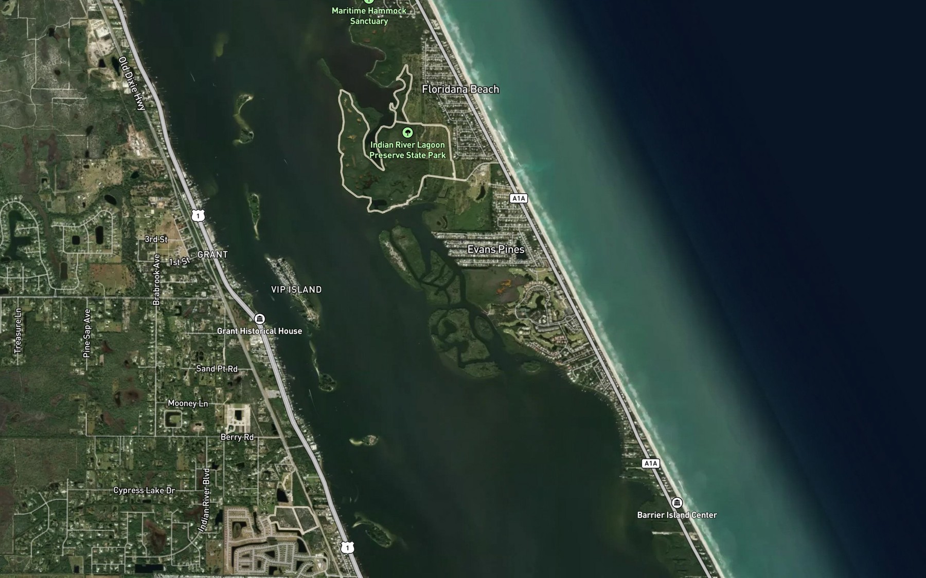 Satellite map of the Mullet Creek