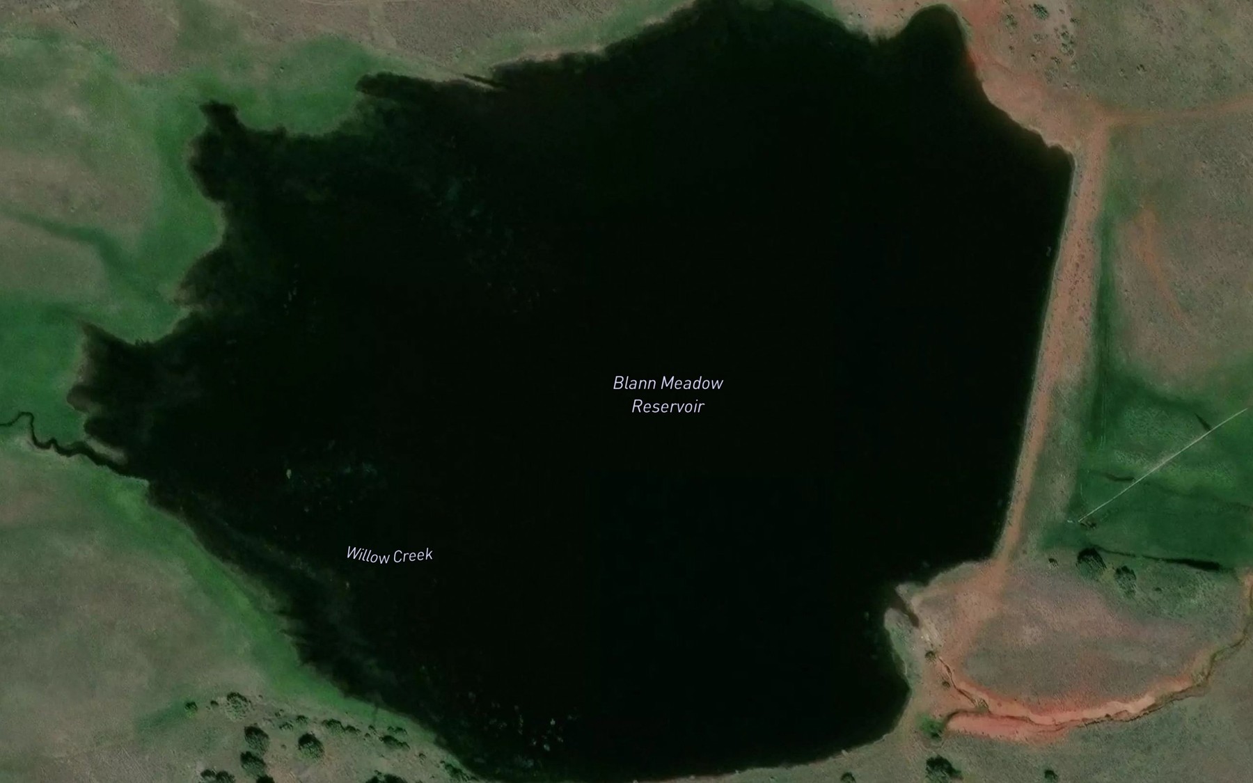 Satellite map of the Blann Meadow Reservoir