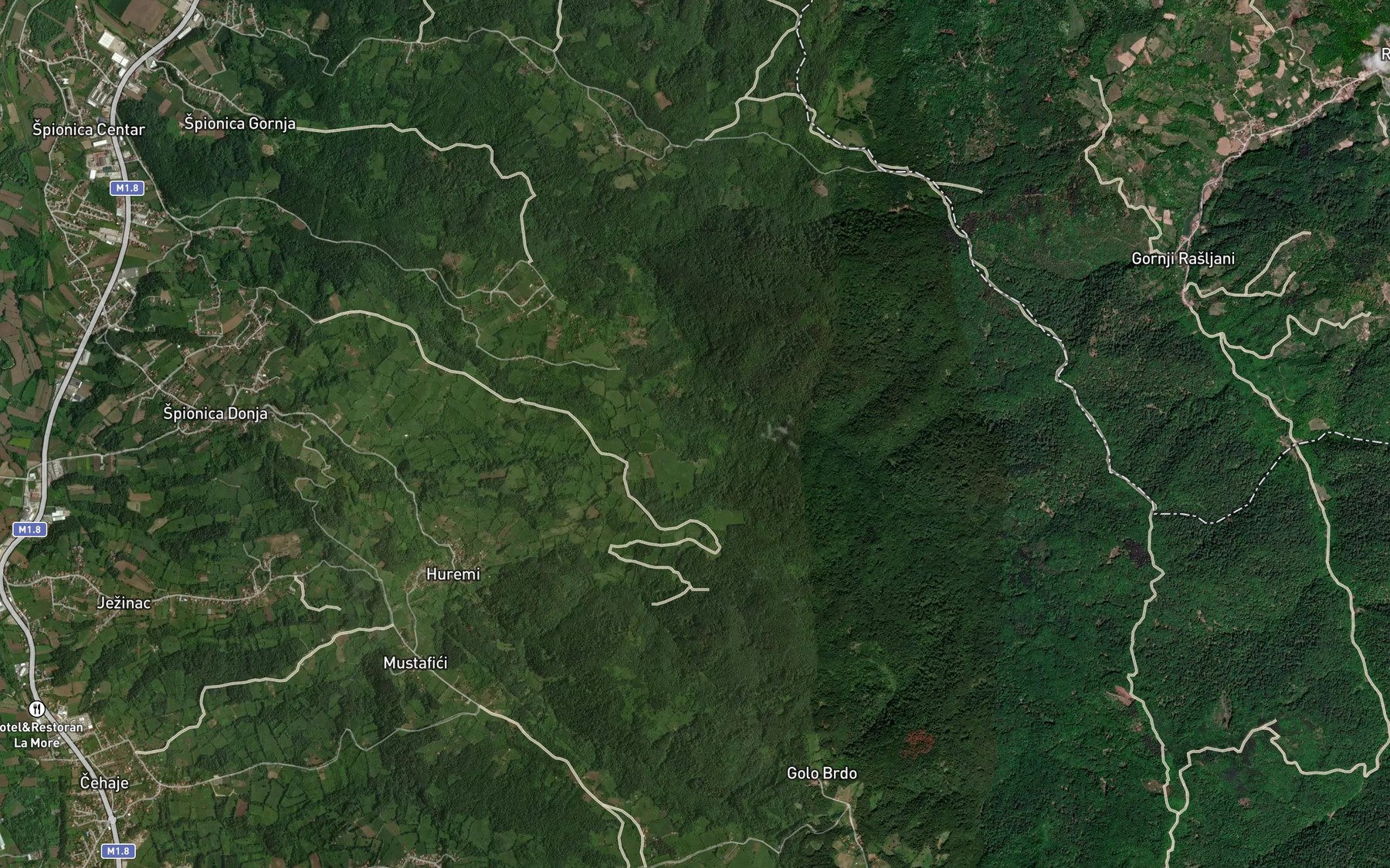 Satellite map of the Grujina Voda