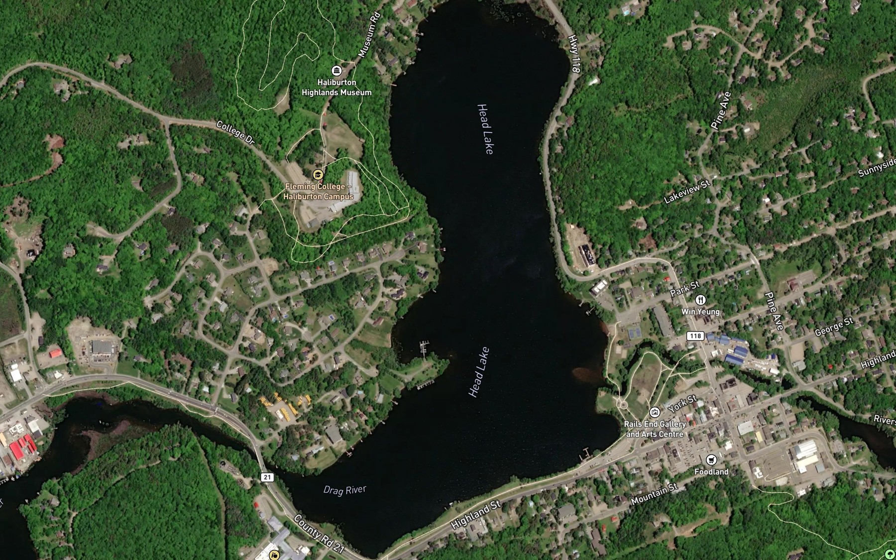 Satellite map of the Head Lake