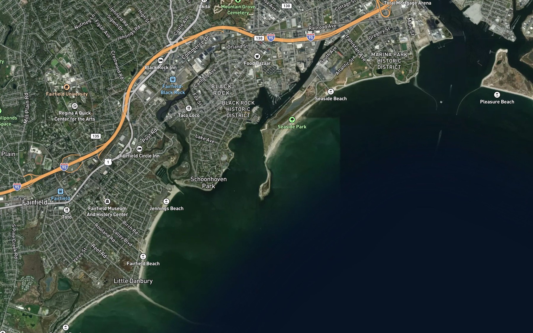 Satellite map of the Break of the Beach (historical)