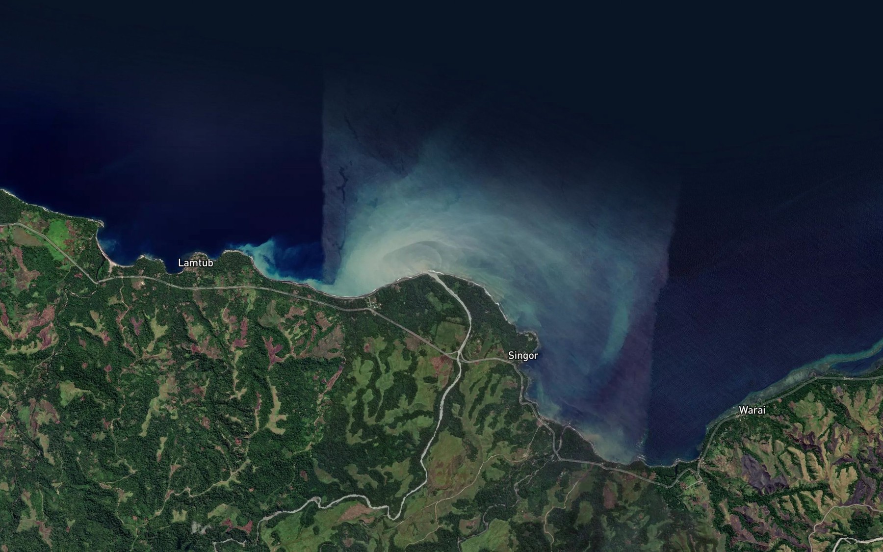 Satellite map of the Yangda River