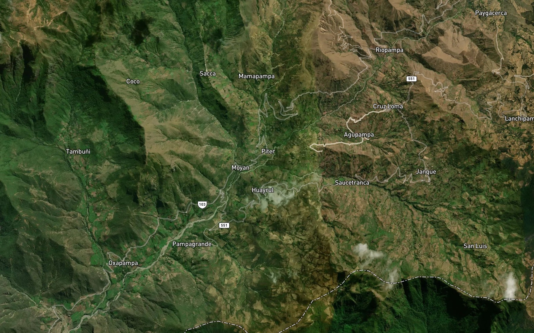 Satellite map of the Quebrada Janque