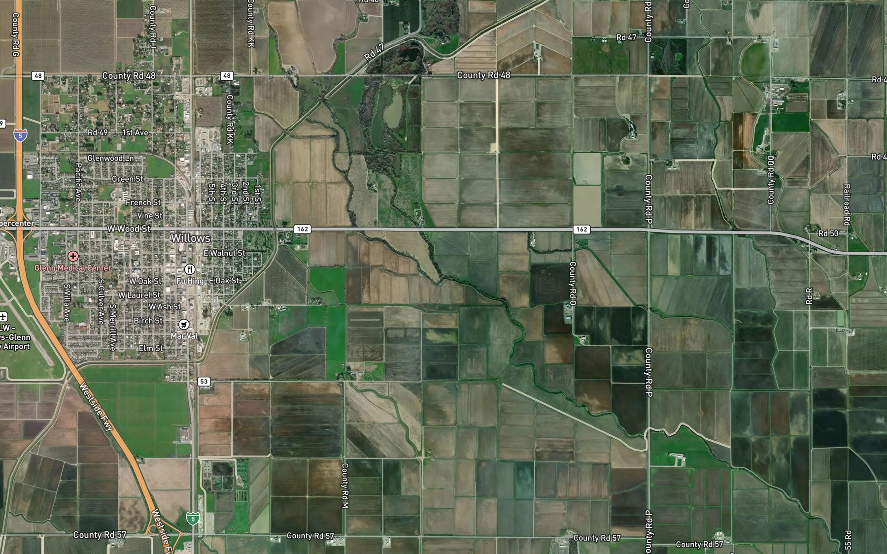 Satellite map of the Wilson Creek